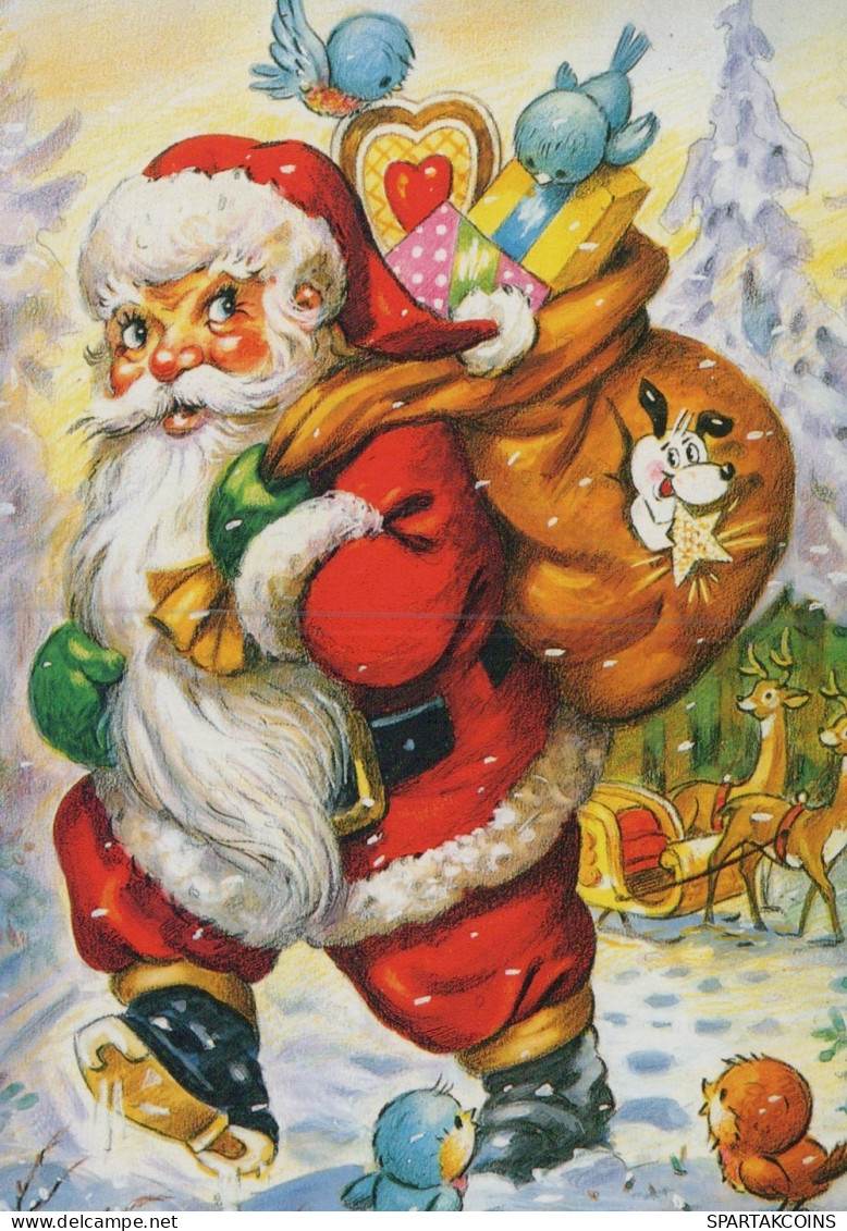 WEIHNACHTSMANN SANTA CLAUS WEIHNACHTSFERIEN Vintage Postkarte CPSM #PAK844.DE - Kerstman