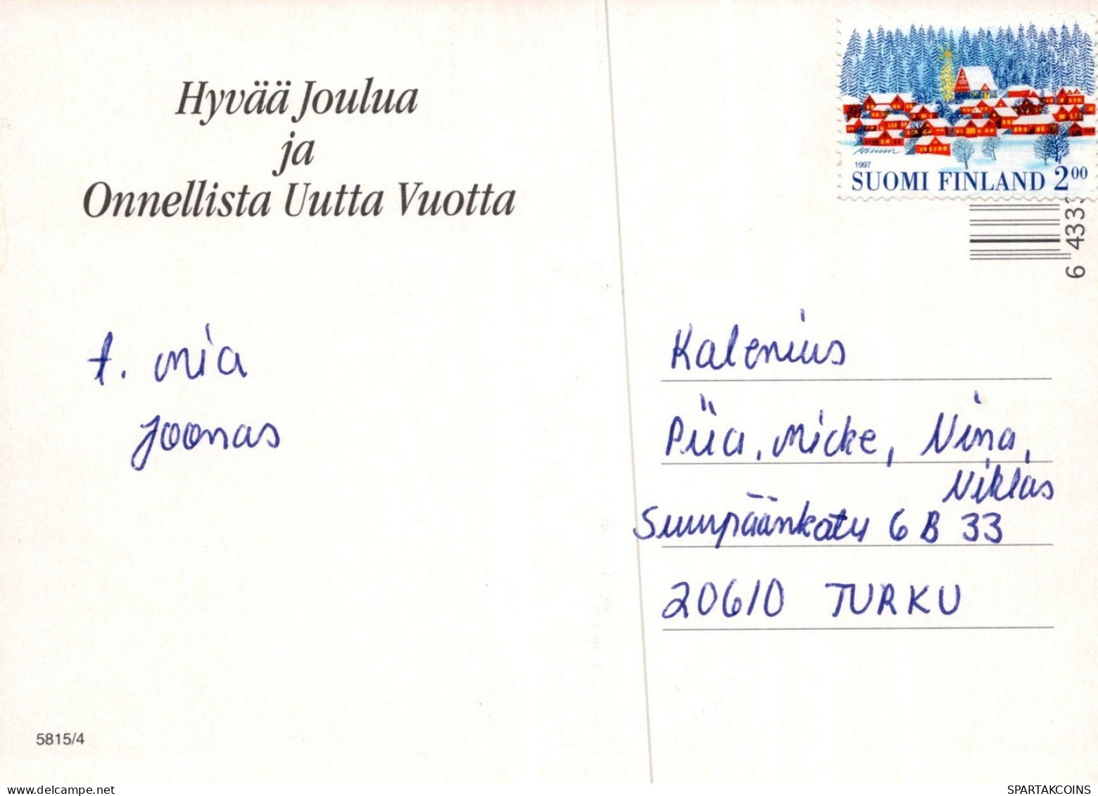WEIHNACHTSMANN SANTA CLAUS TIERE WEIHNACHTSFERIEN Vintage Postkarte CPSM #PAK712.DE - Kerstman