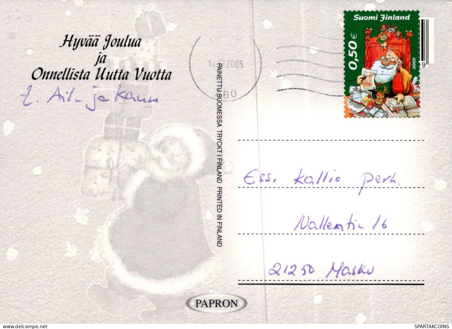 WEIHNACHTSMANN SANTA CLAUS TIERE WEIHNACHTSFERIEN Vintage Postkarte CPSM #PAK514.DE - Santa Claus