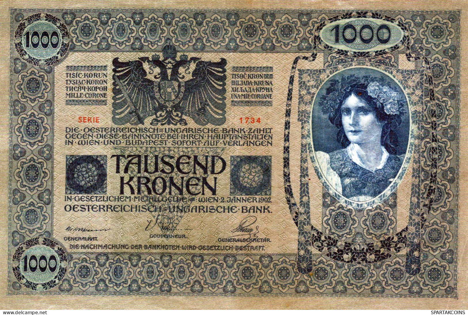 10000 KRONEN 1902 Österreich Papiergeld Banknote #PL315 - [11] Emissions Locales