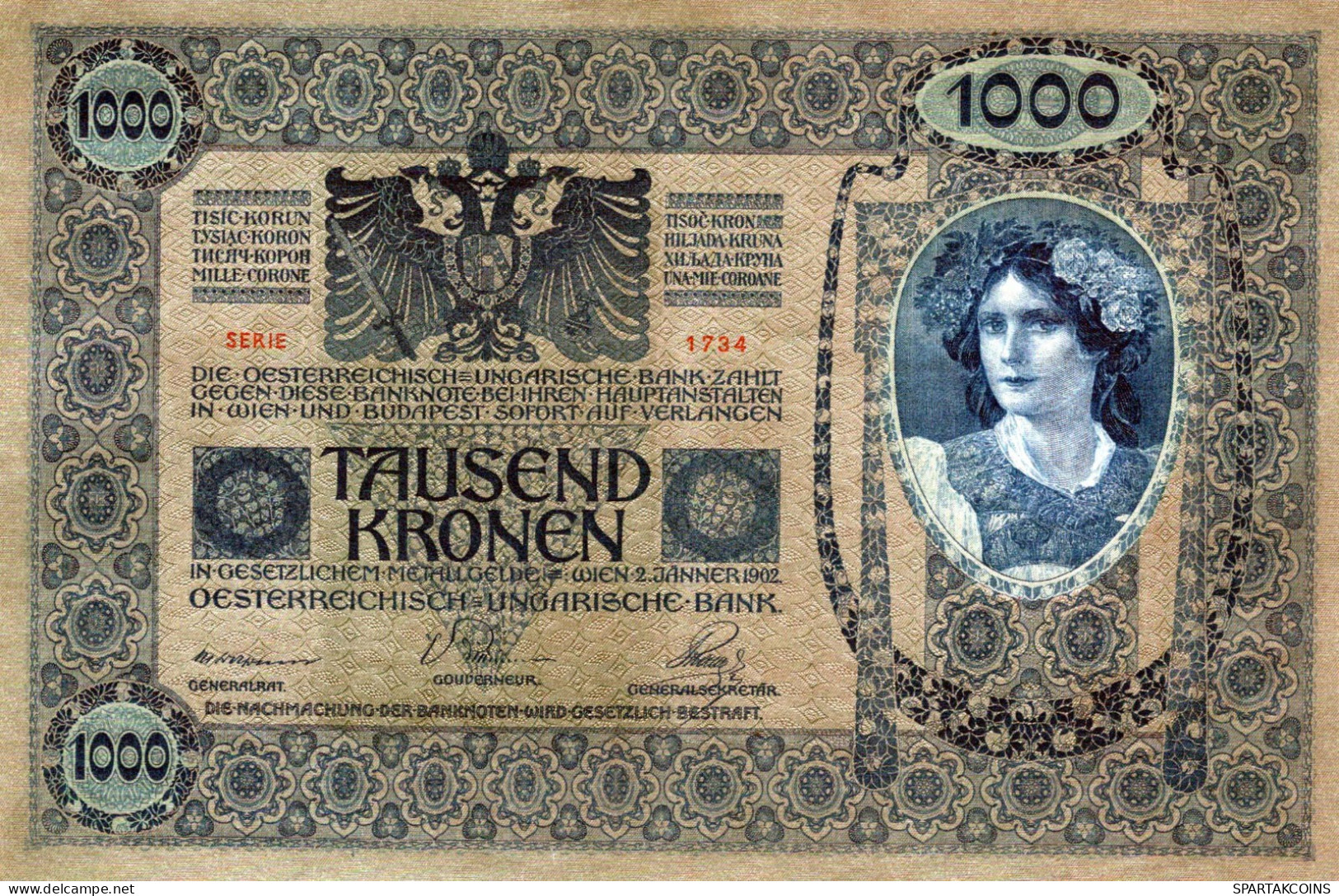 10000 KRONEN 1902 Österreich Papiergeld Banknote #PL310 - [11] Emissions Locales