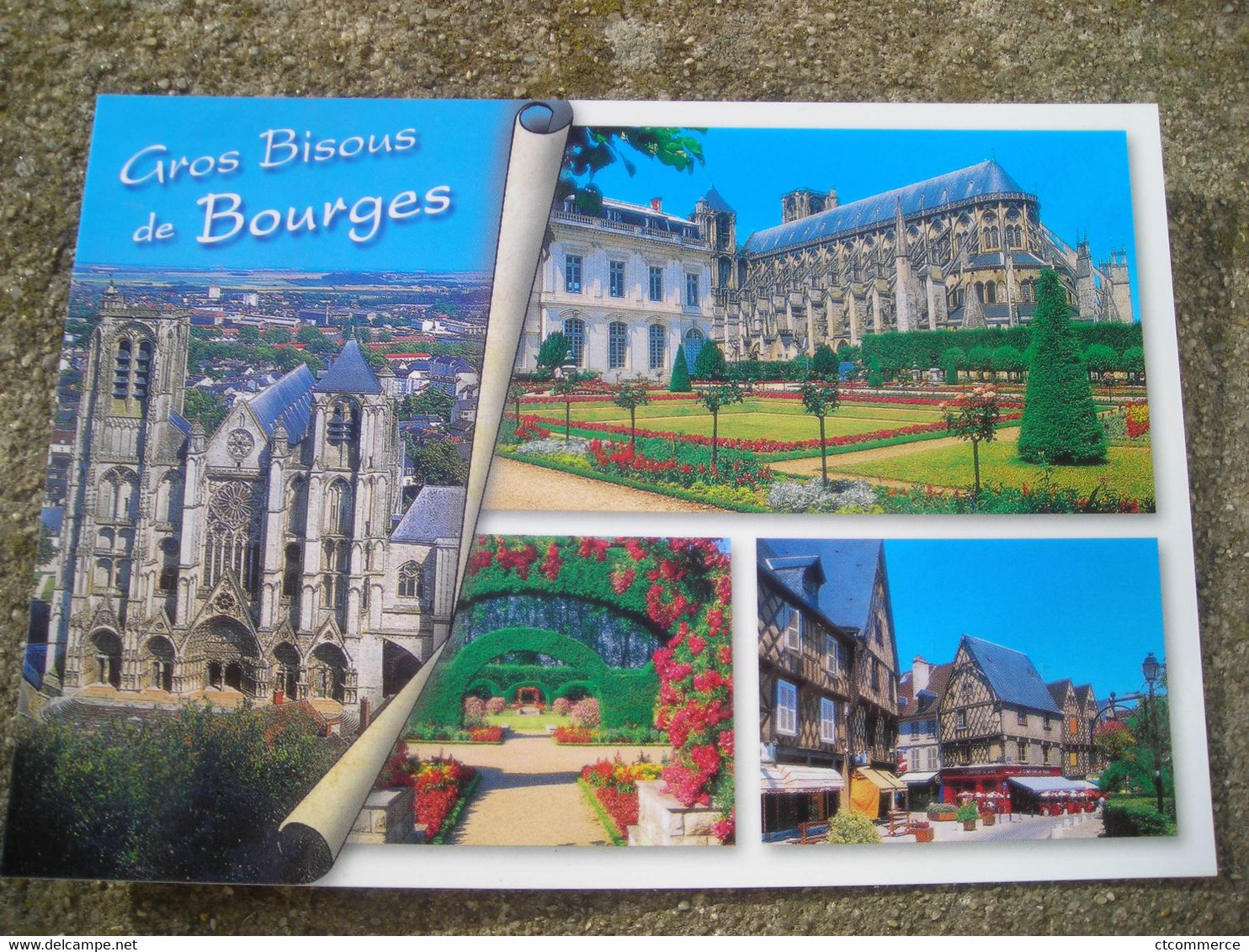 CPM  Gros Bisous De Bourges, Cathédrale St Etienne Et Ses Jardins, Prés Fichaux, Place Gordaine - Bourges