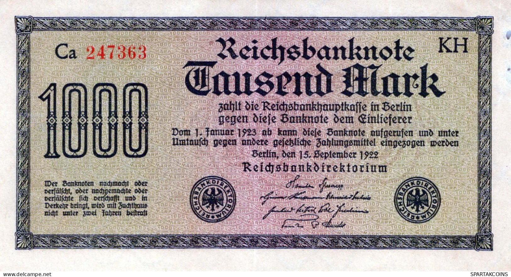 1000 MARK 1922 Stadt BERLIN DEUTSCHLAND Papiergeld Banknote #PL453 - Lokale Ausgaben