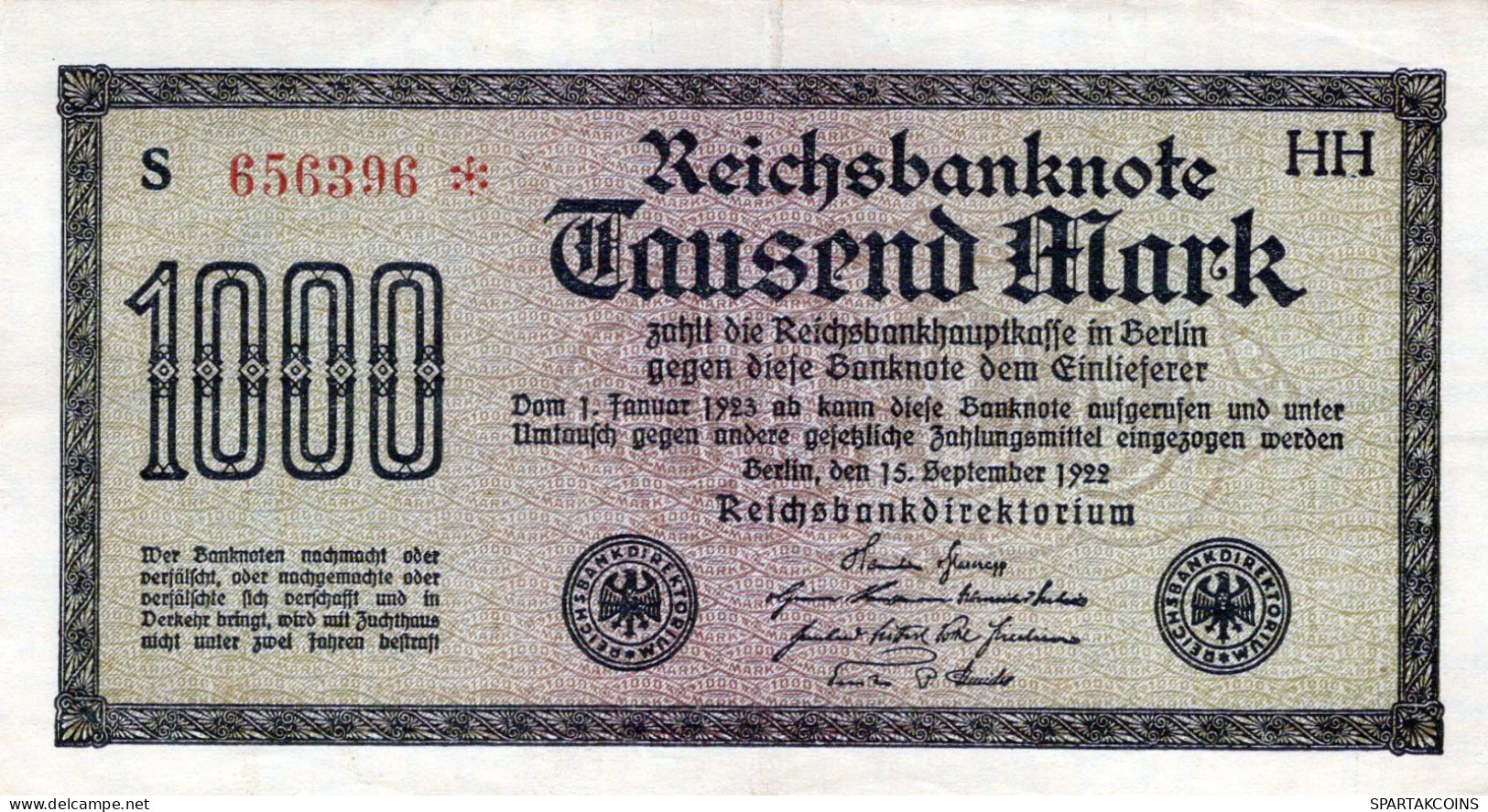 1000 MARK 1922 Stadt BERLIN DEUTSCHLAND Papiergeld Banknote #PL404 - [11] Local Banknote Issues