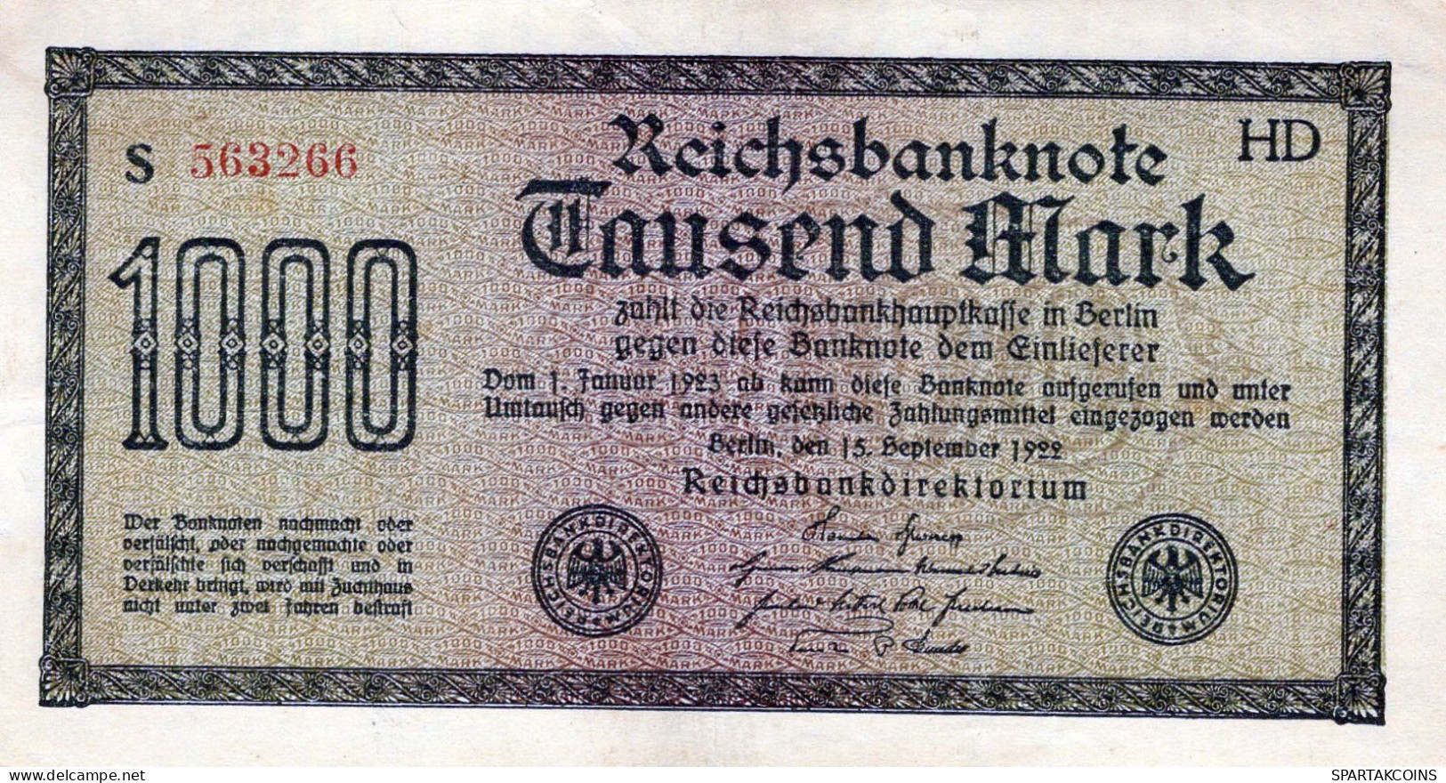 1000 MARK 1922 Stadt BERLIN DEUTSCHLAND Papiergeld Banknote #PL397 - [11] Emissions Locales