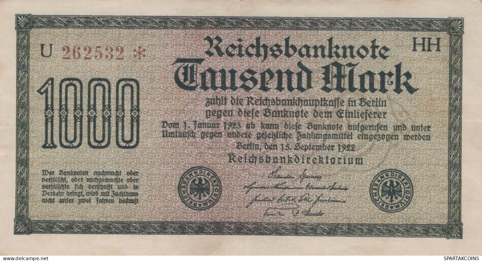 1000 MARK 1922 Stadt BERLIN DEUTSCHLAND Papiergeld Banknote #PL387 - [11] Local Banknote Issues