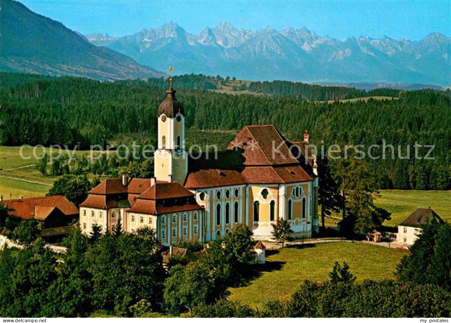 72719738 Wies Allgaeu Fliegeraufnahme Wallfahrtskirche Praemonstratenkloster Ste - Andere & Zonder Classificatie