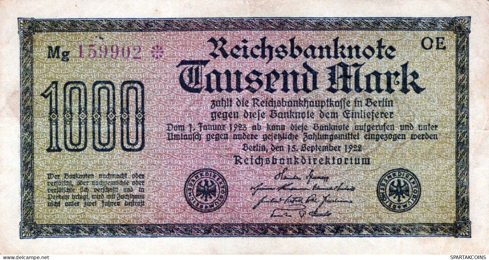 1000 MARK 1922 Stadt BERLIN DEUTSCHLAND Papiergeld Banknote #PL378 - [11] Emissions Locales