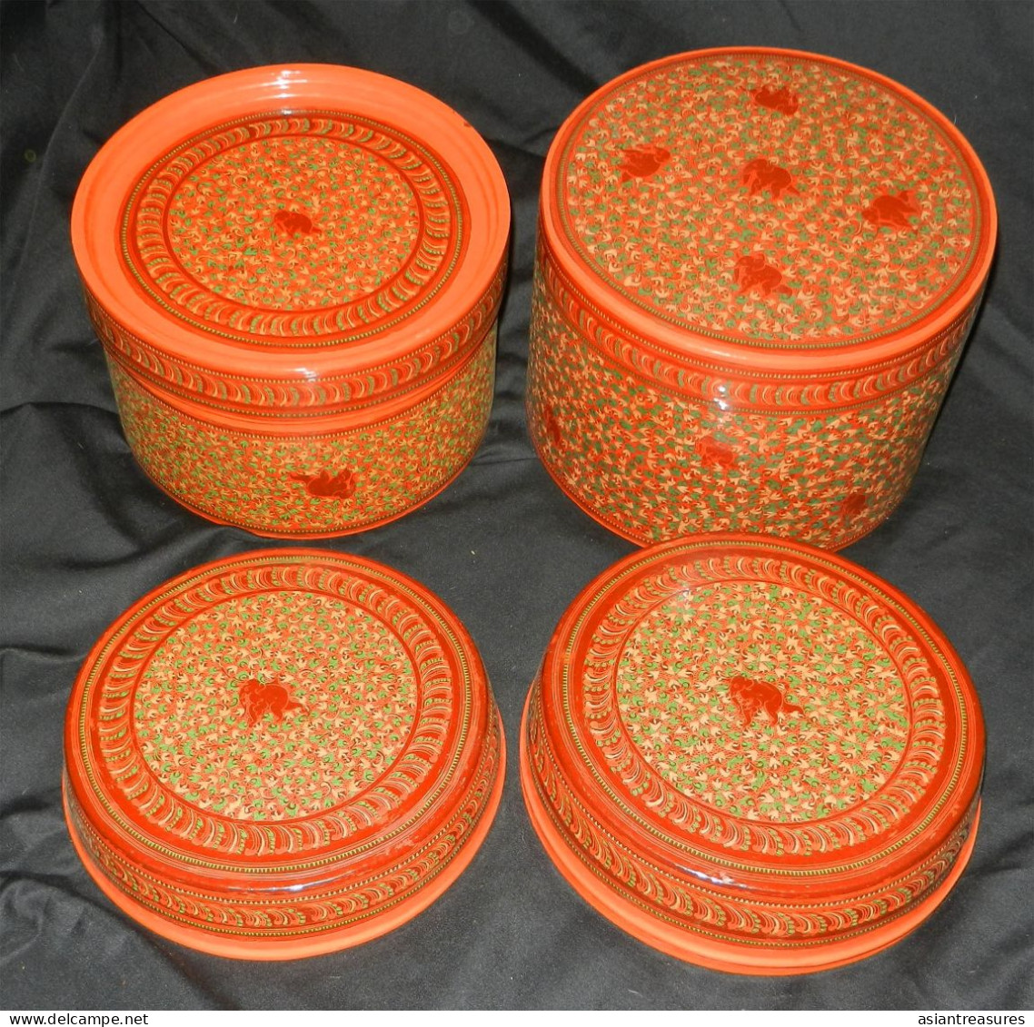 Antique Burma  Royalty 4-piece Museum Quality Betel Box Intricate Work - Asiatische Kunst