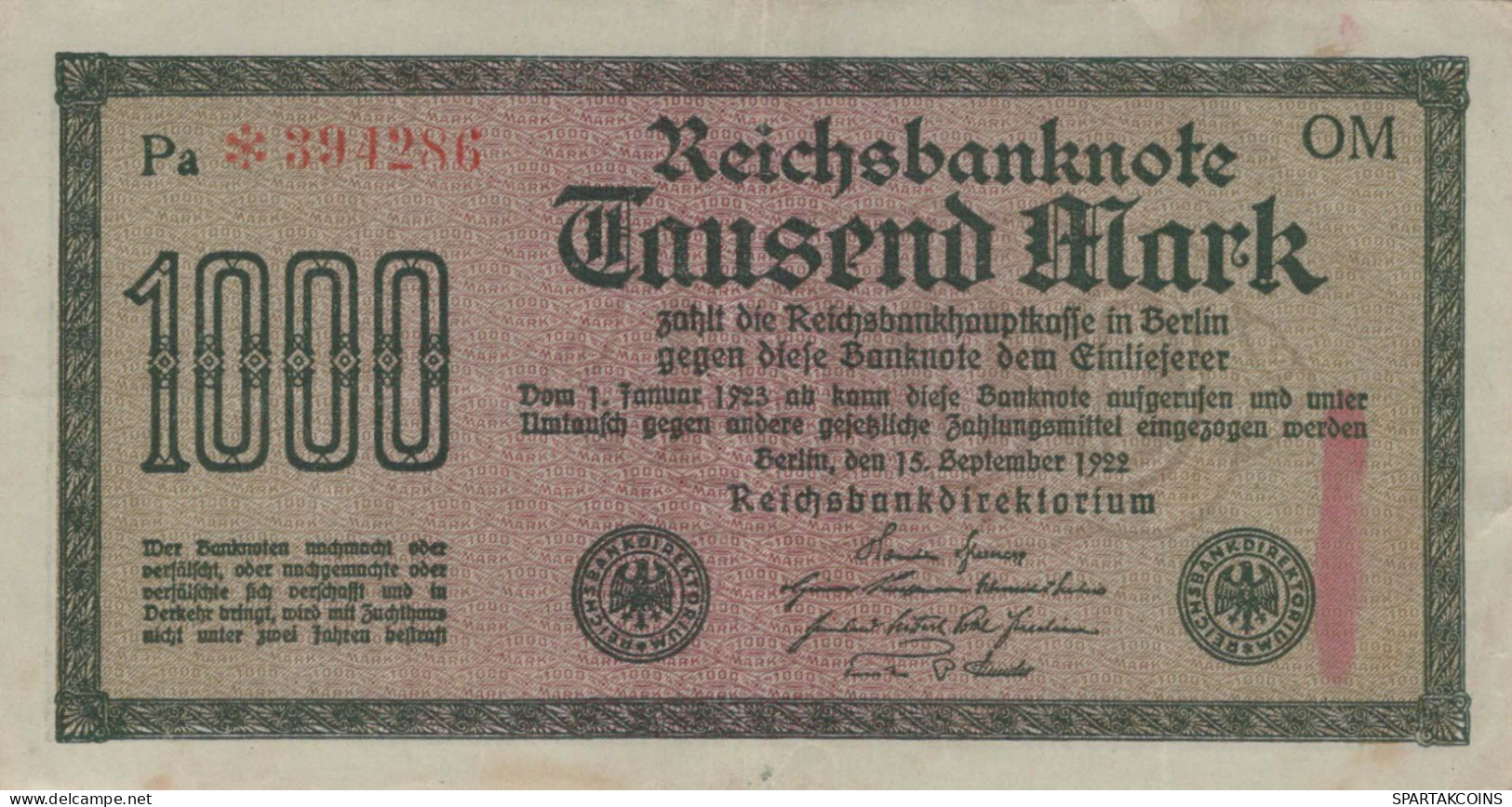 1000 MARK 1922 Stadt BERLIN DEUTSCHLAND Papiergeld Banknote #PL019 - [11] Emissions Locales