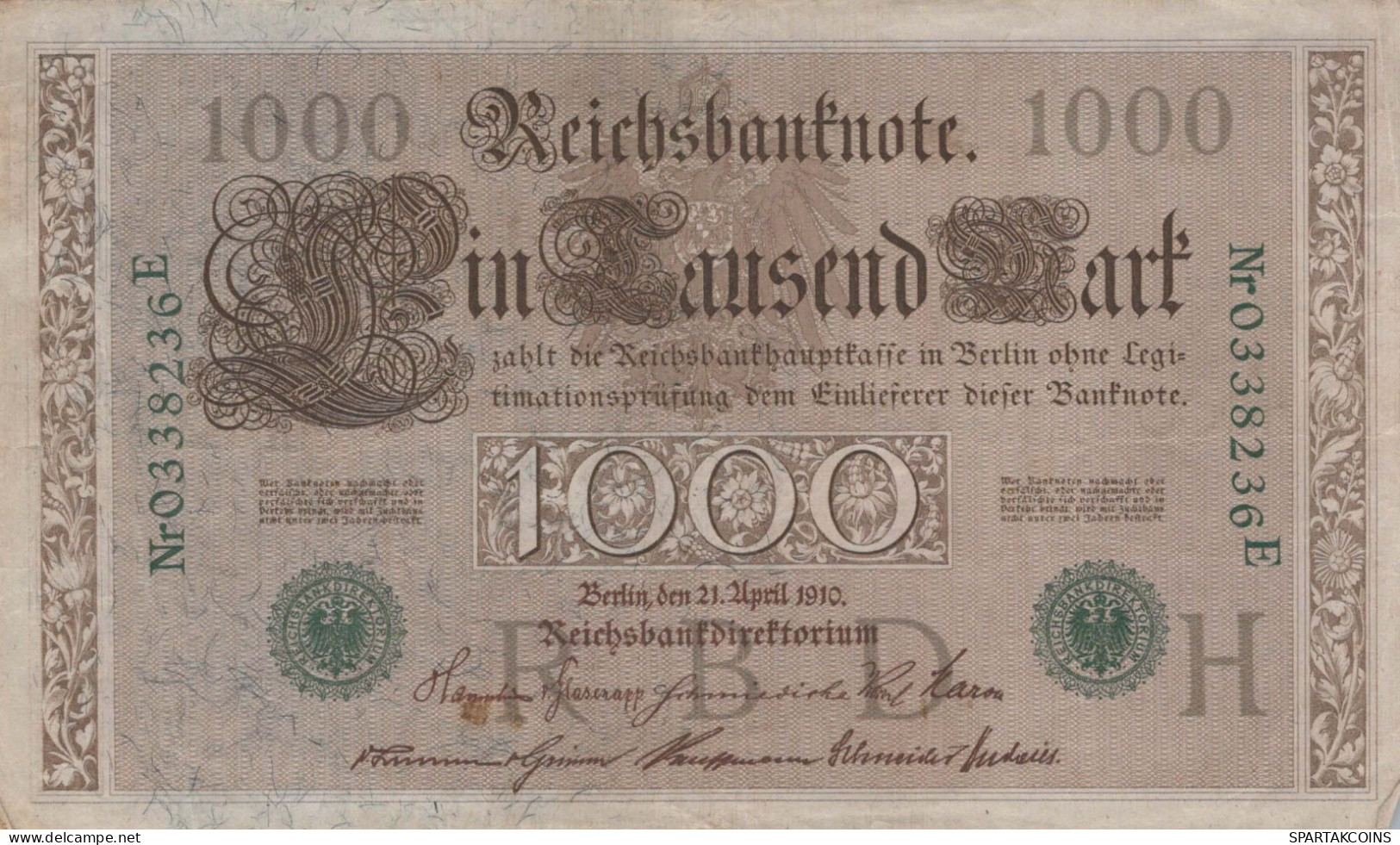 1000 MARK 1910 DEUTSCHLAND Papiergeld Banknote #PL373 - Lokale Ausgaben