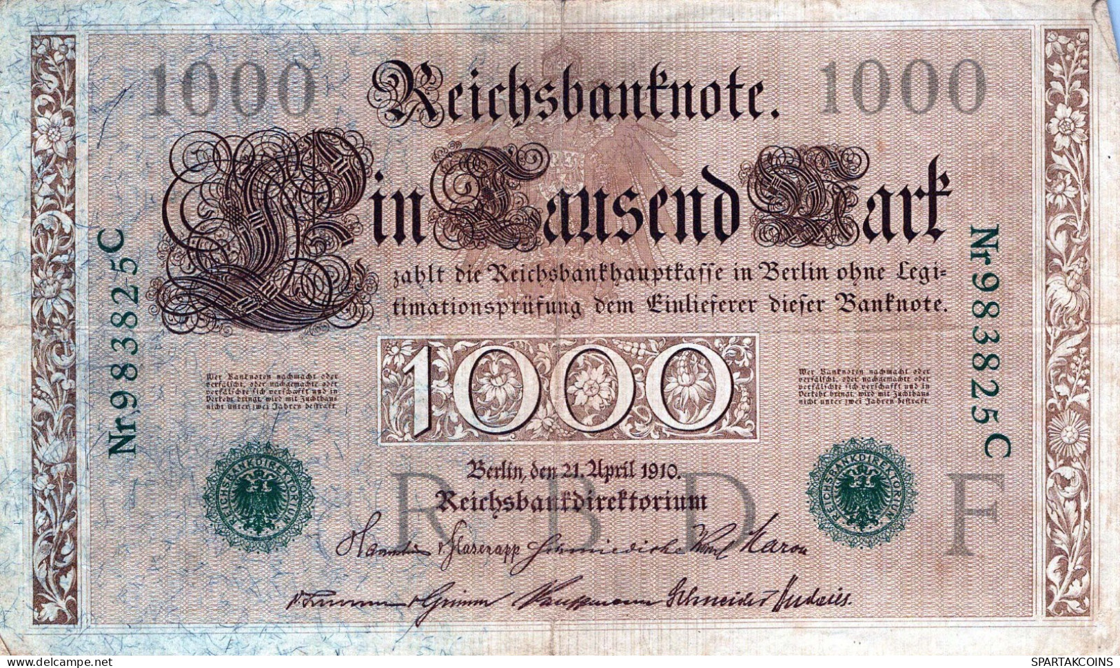 1000 MARK 1910 DEUTSCHLAND Papiergeld Banknote #PL370 - [11] Lokale Uitgaven