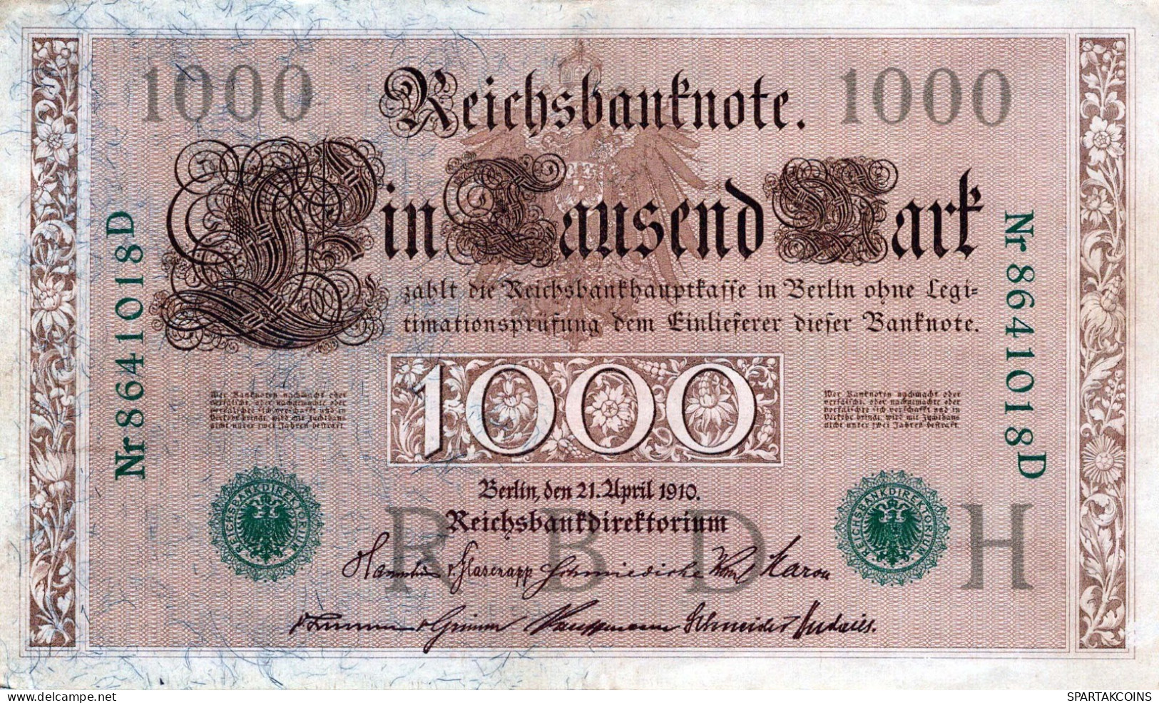 1000 MARK 1910 DEUTSCHLAND Papiergeld Banknote #PL369 - [11] Lokale Uitgaven