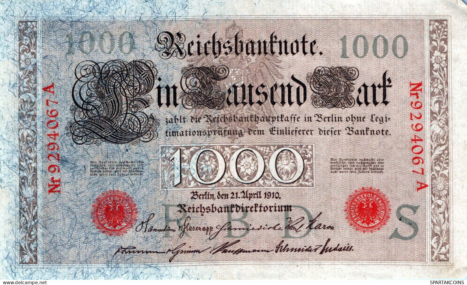 1000 MARK 1910 DEUTSCHLAND Papiergeld Banknote #PL367 - [11] Lokale Uitgaven