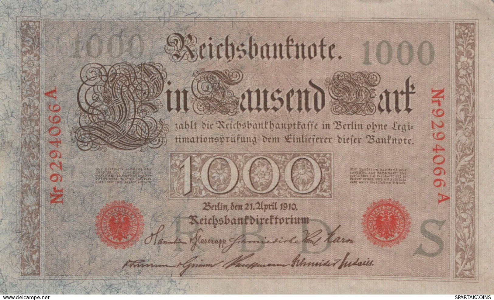 1000 MARK 1910 DEUTSCHLAND Papiergeld Banknote #PL358 - Lokale Ausgaben