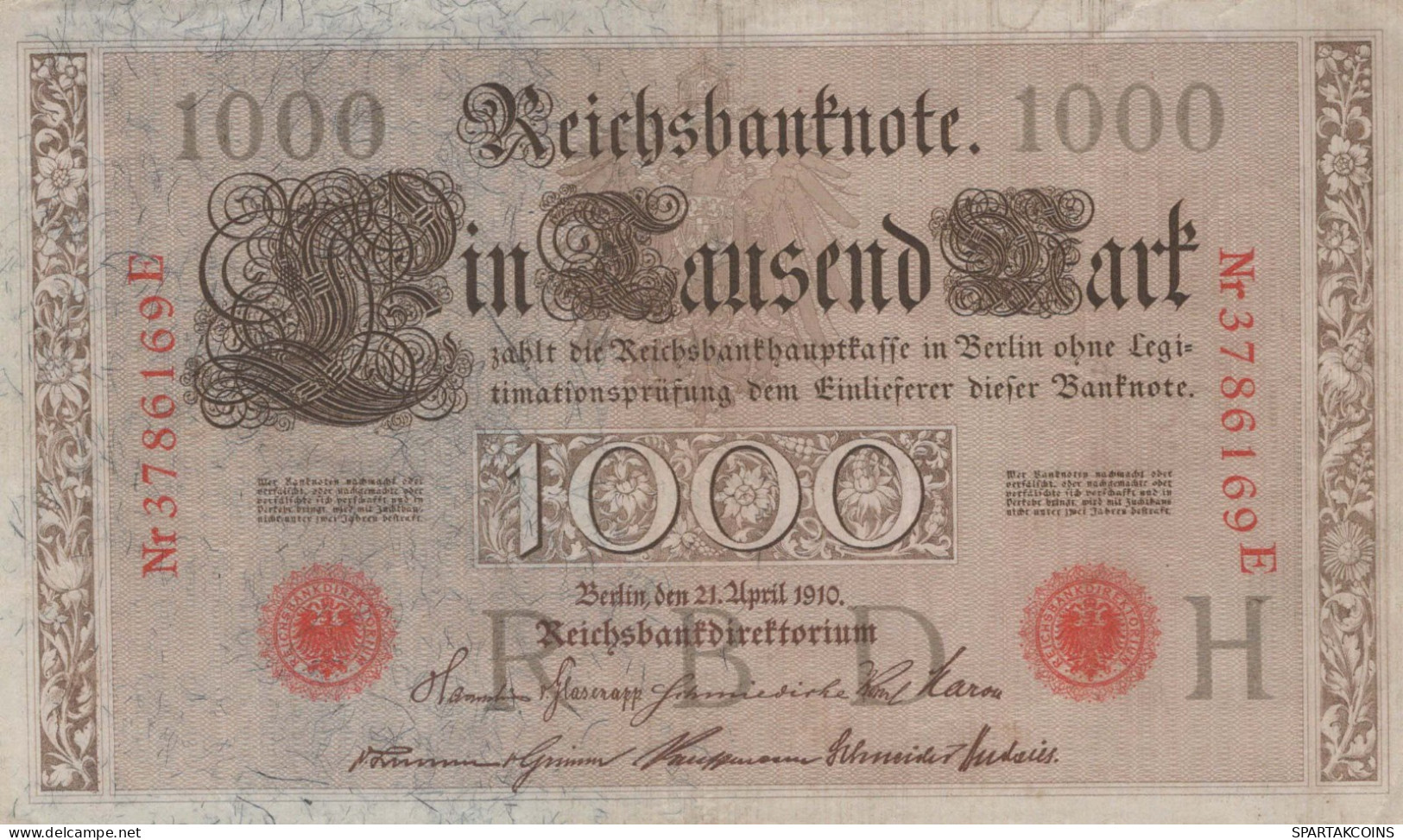 1000 MARK 1910 DEUTSCHLAND Papiergeld Banknote #PL356 - [11] Lokale Uitgaven