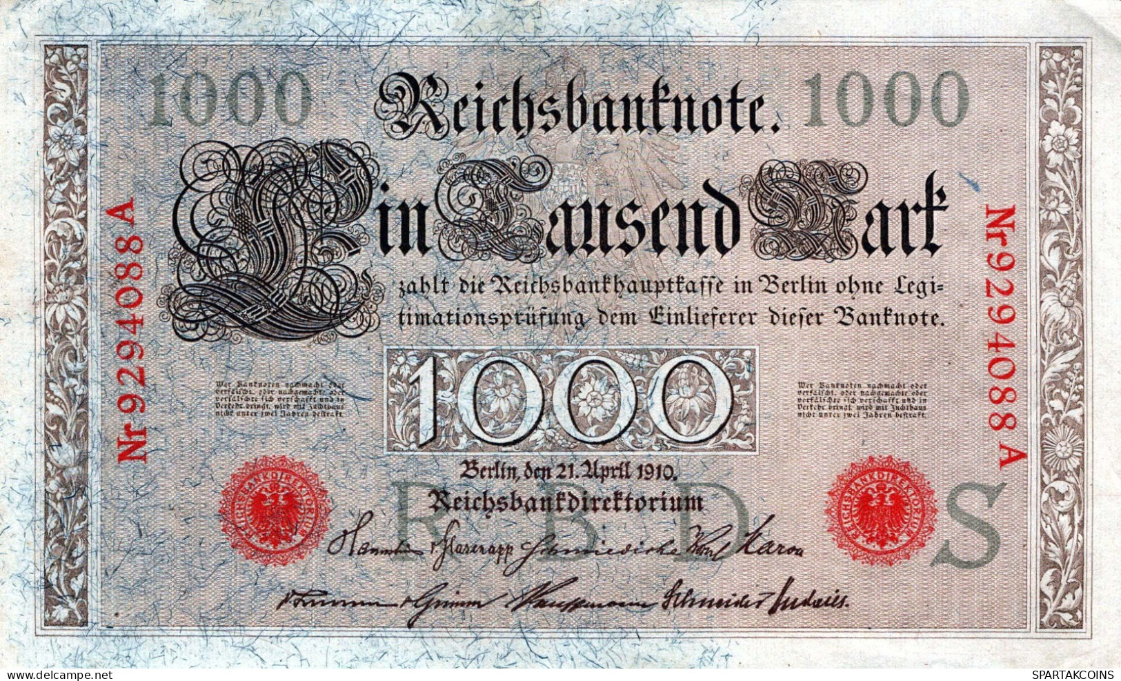 1000 MARK 1910 DEUTSCHLAND Papiergeld Banknote #PL359 - [11] Lokale Uitgaven