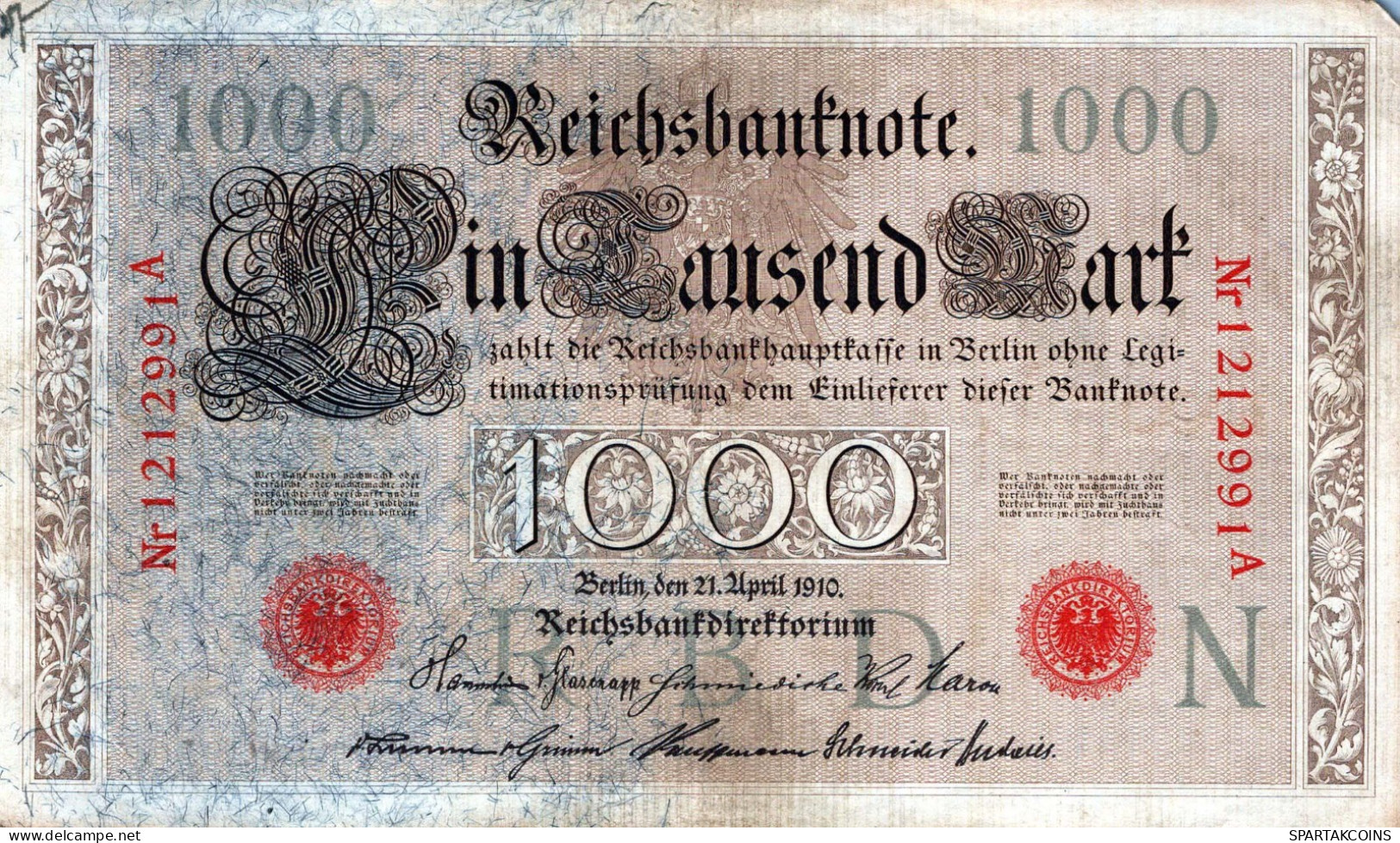 1000 MARK 1910 DEUTSCHLAND Papiergeld Banknote #PL353 - [11] Emissions Locales