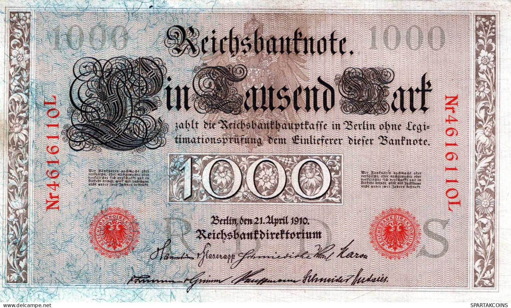 1000 MARK 1910 DEUTSCHLAND Papiergeld Banknote #PL350 - [11] Emisiones Locales