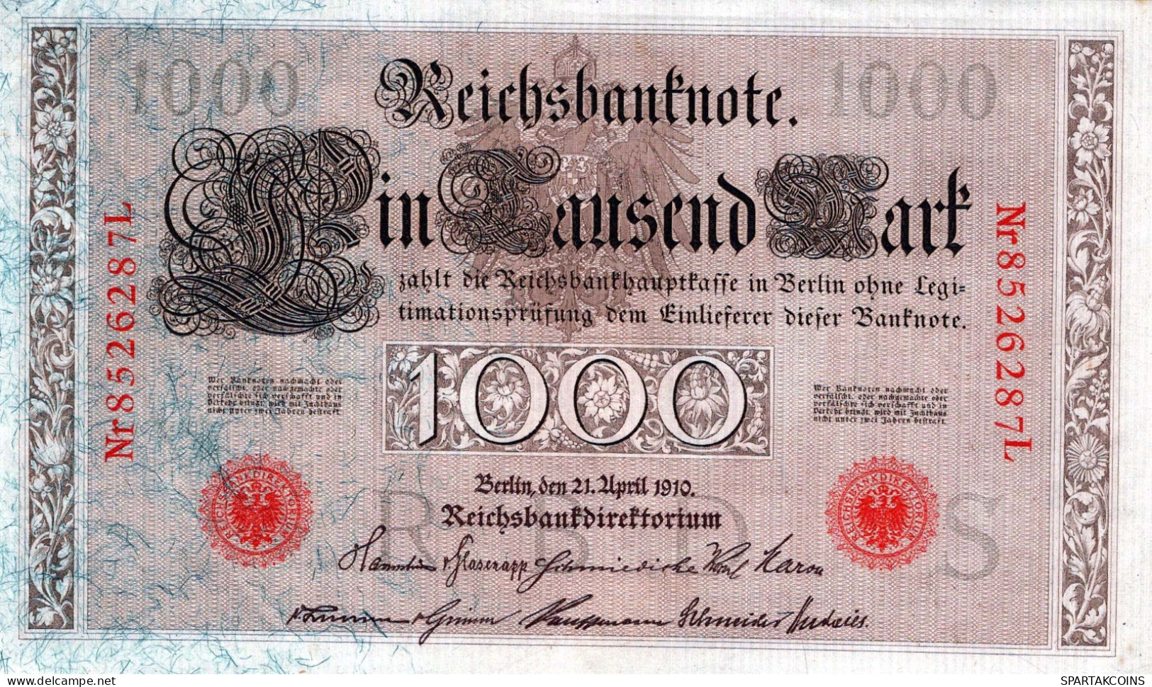 1000 MARK 1910 DEUTSCHLAND Papiergeld Banknote #PL340 - [11] Lokale Uitgaven