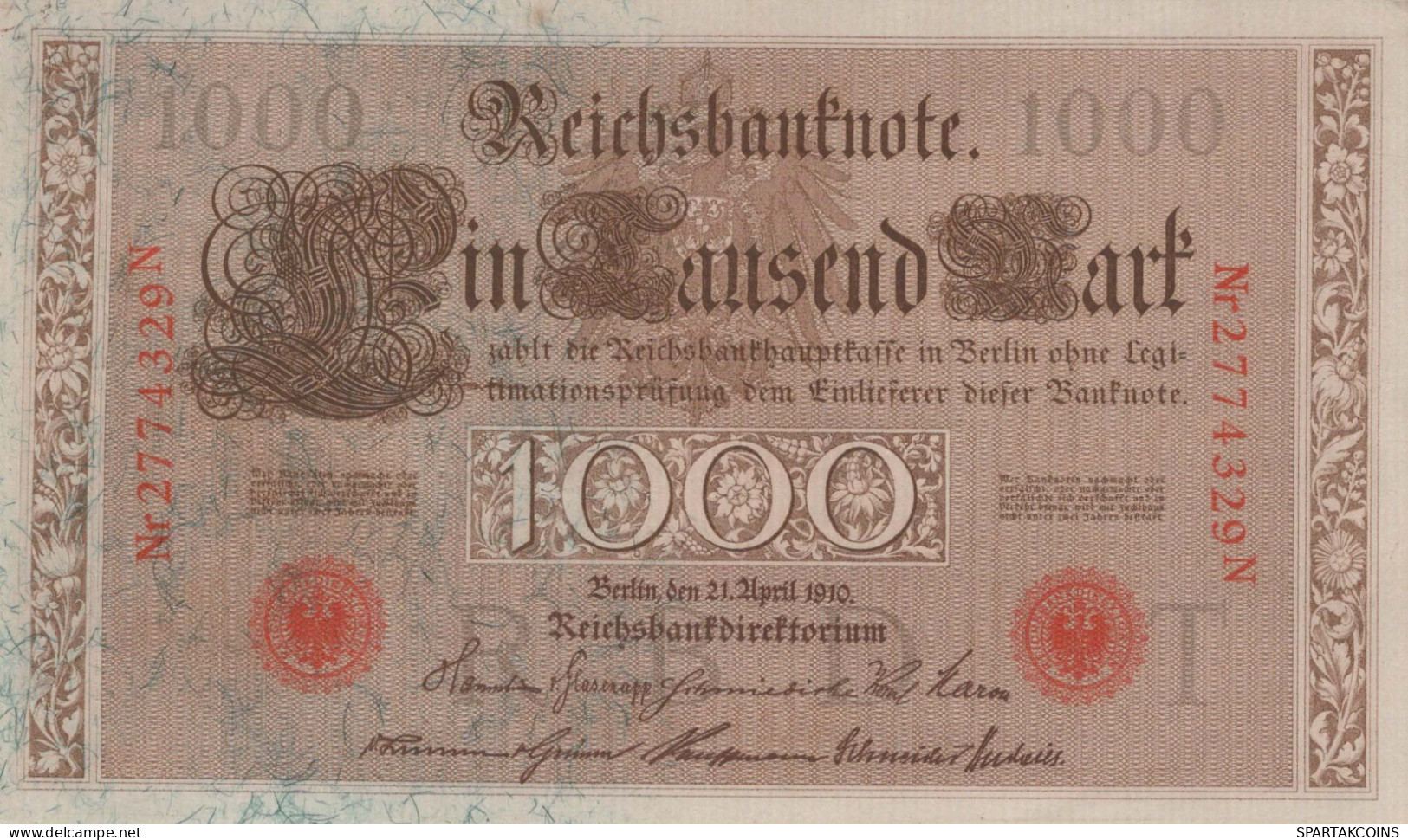 1000 MARK 1910 DEUTSCHLAND Papiergeld Banknote #PL338 - Lokale Ausgaben