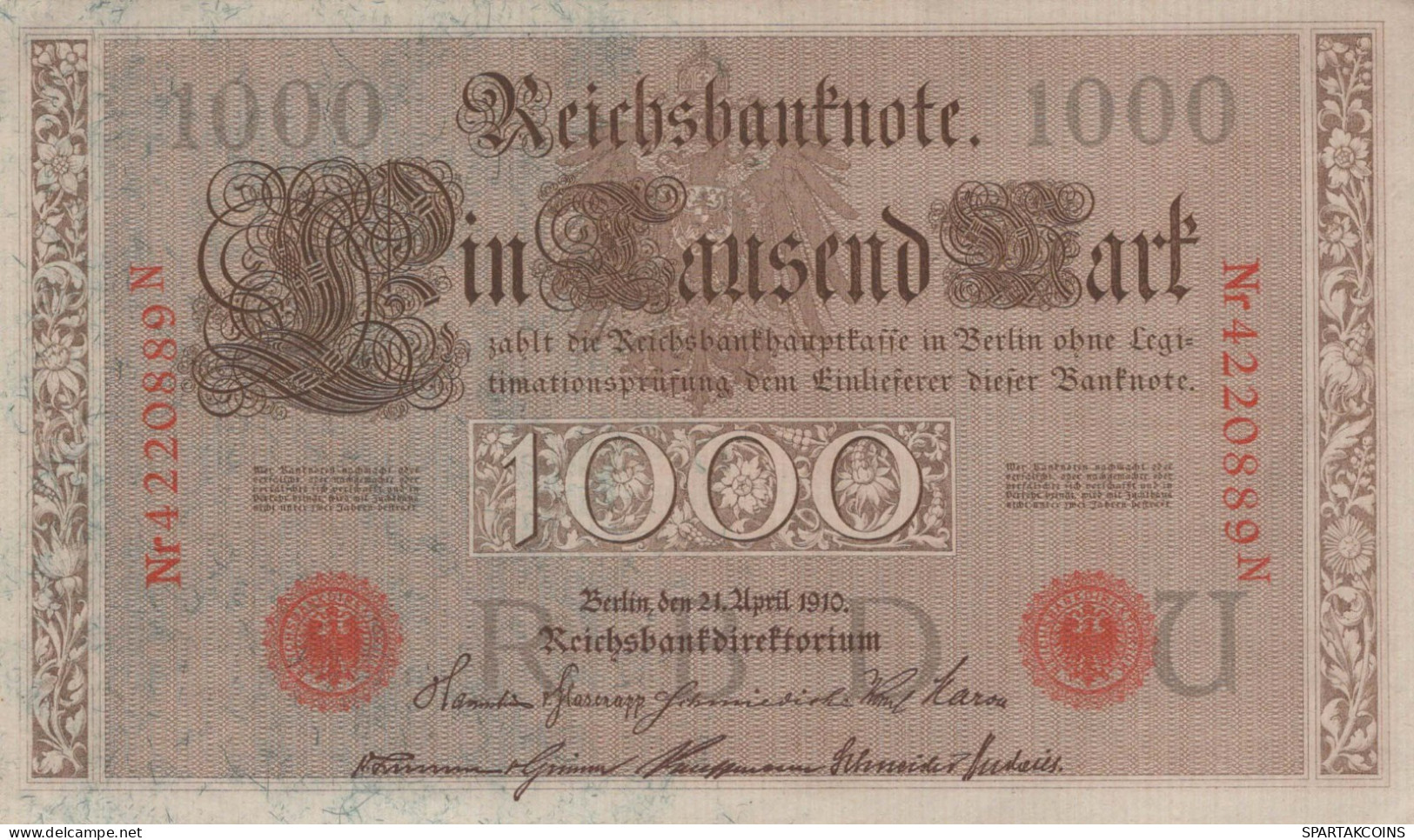 1000 MARK 1910 DEUTSCHLAND Papiergeld Banknote #PL335 - [11] Lokale Uitgaven