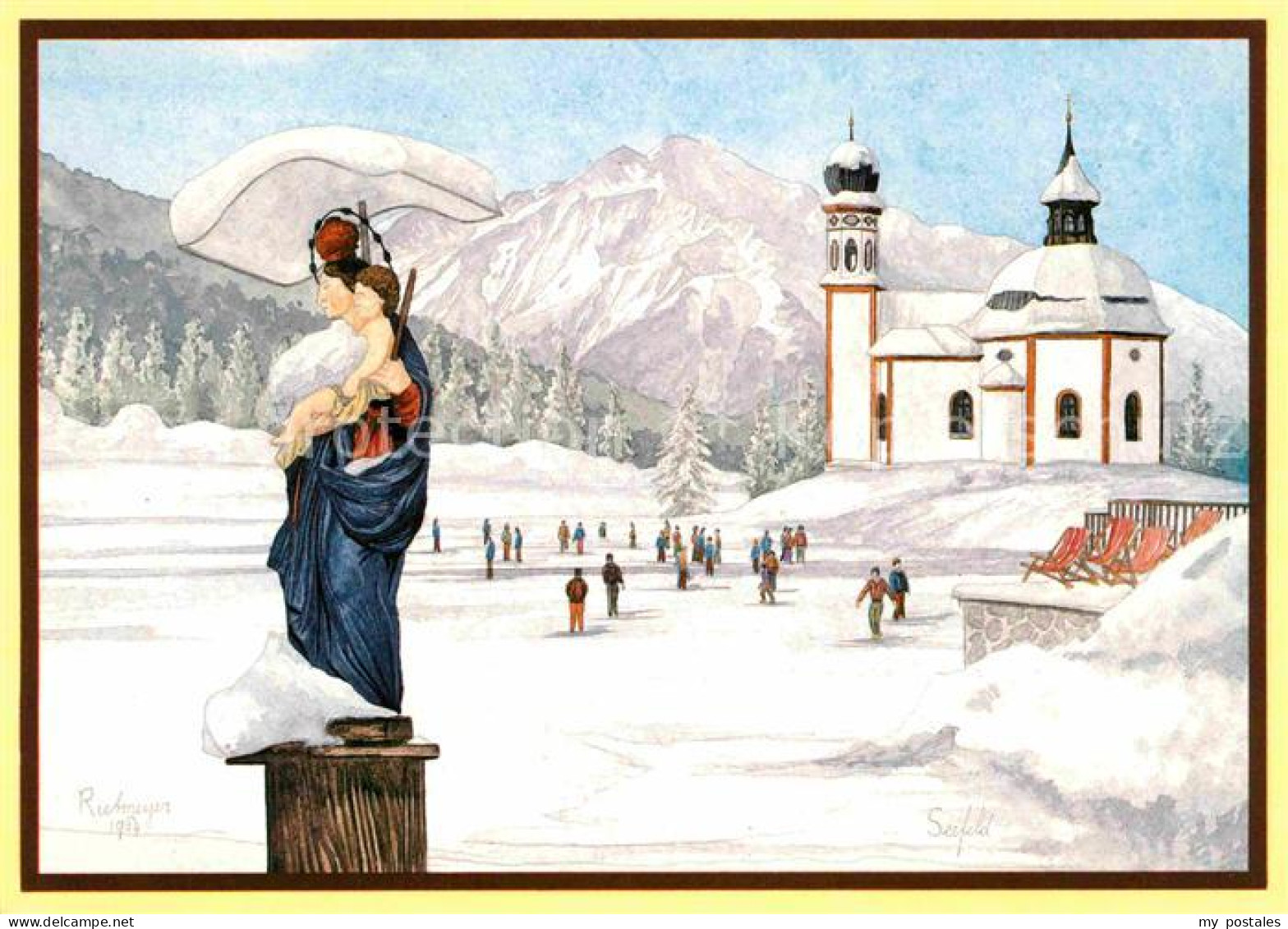 72719717 Seefeld Tirol Seekirchl Mit Madonna Original Aquarell Rene Rietmeyer Ku - Other & Unclassified