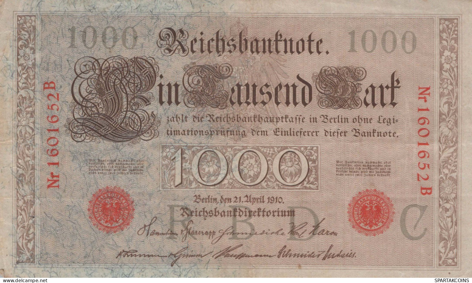 1000 MARK 1910 DEUTSCHLAND Papiergeld Banknote #PL297 - [11] Emissions Locales