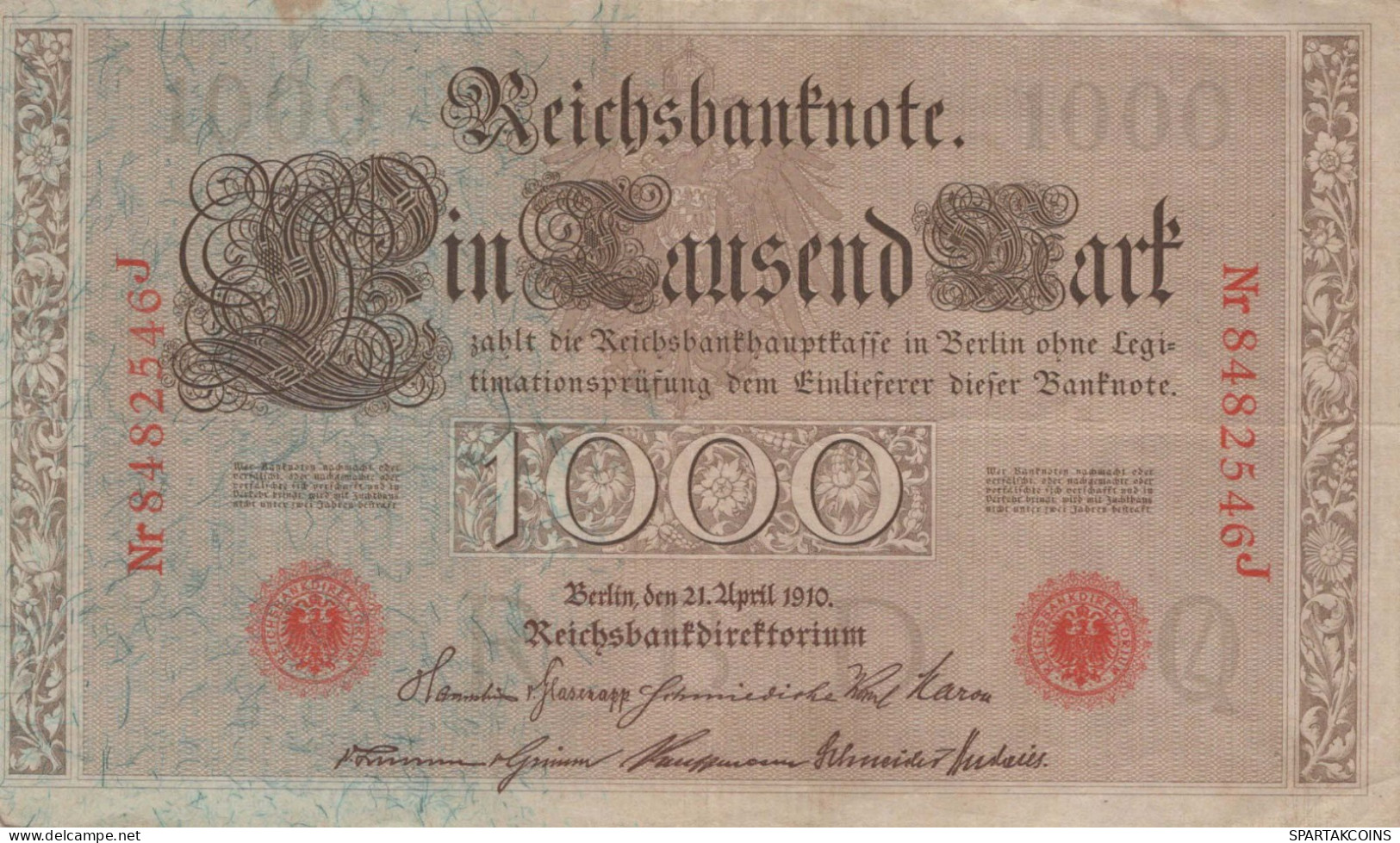 1000 MARK 1910 DEUTSCHLAND Papiergeld Banknote #PL295 - [11] Lokale Uitgaven