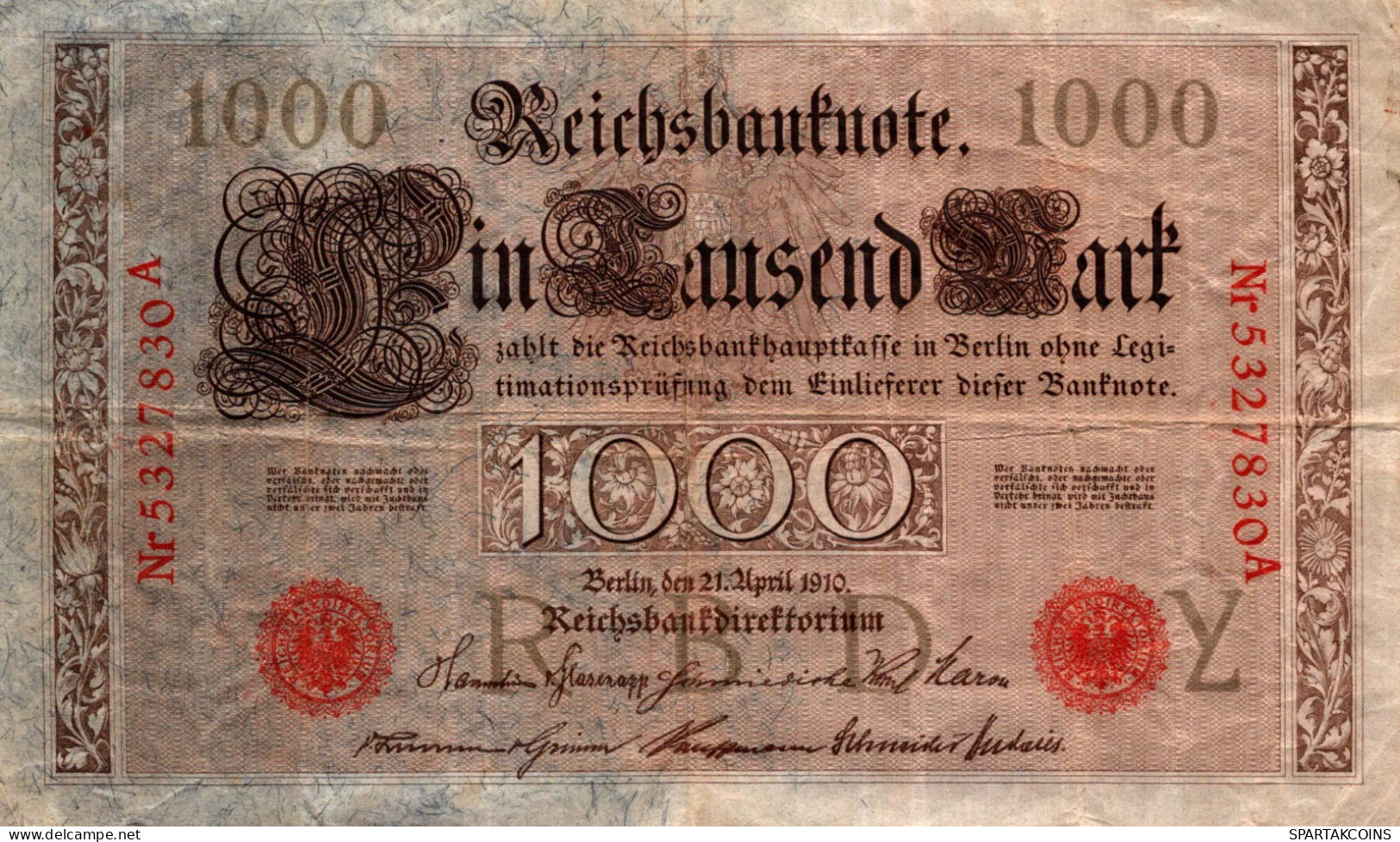 1000 MARK 1910 DEUTSCHLAND Papiergeld Banknote #PL290 - [11] Lokale Uitgaven