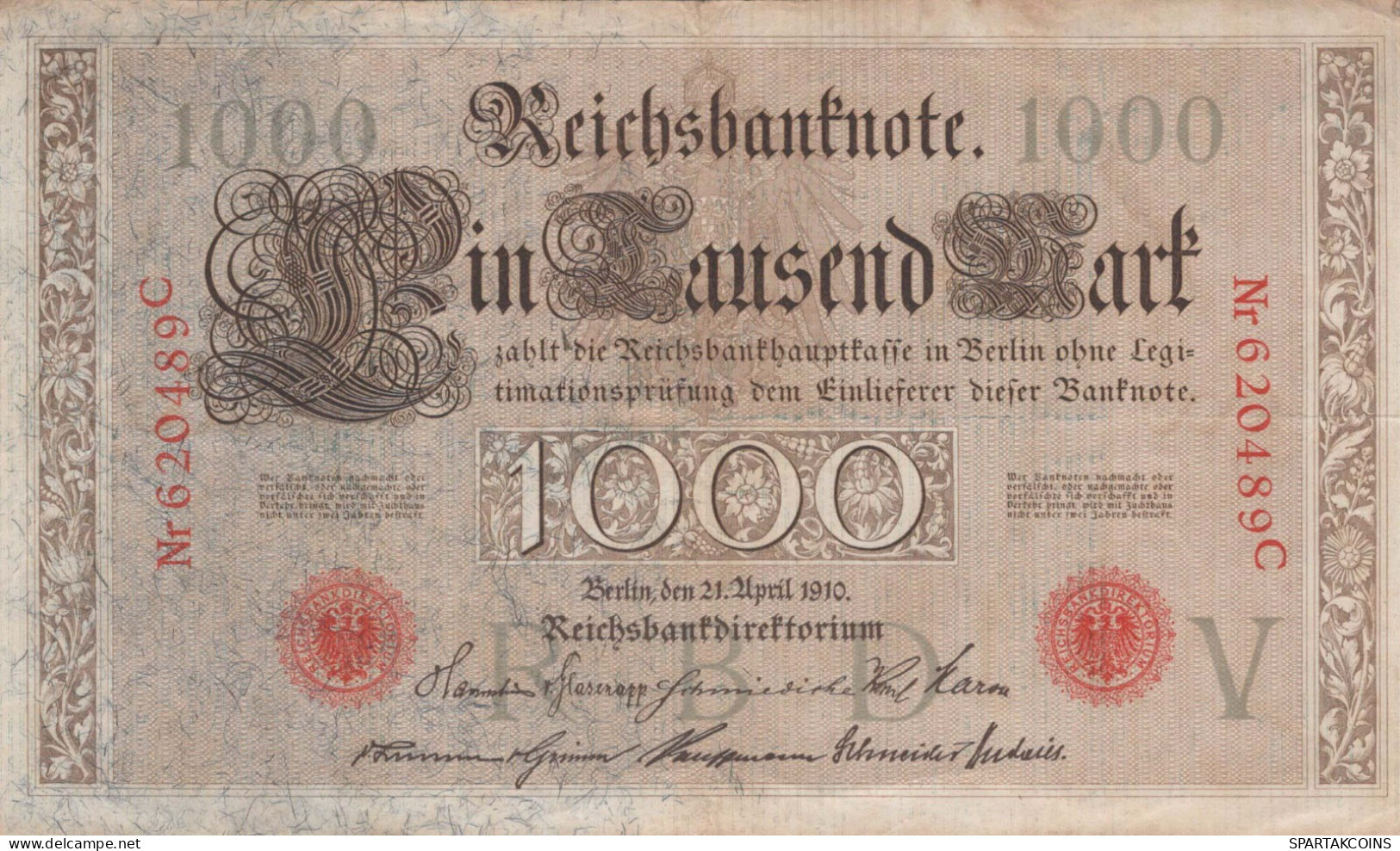 1000 MARK 1910 DEUTSCHLAND Papiergeld Banknote #PL279 - [11] Lokale Uitgaven