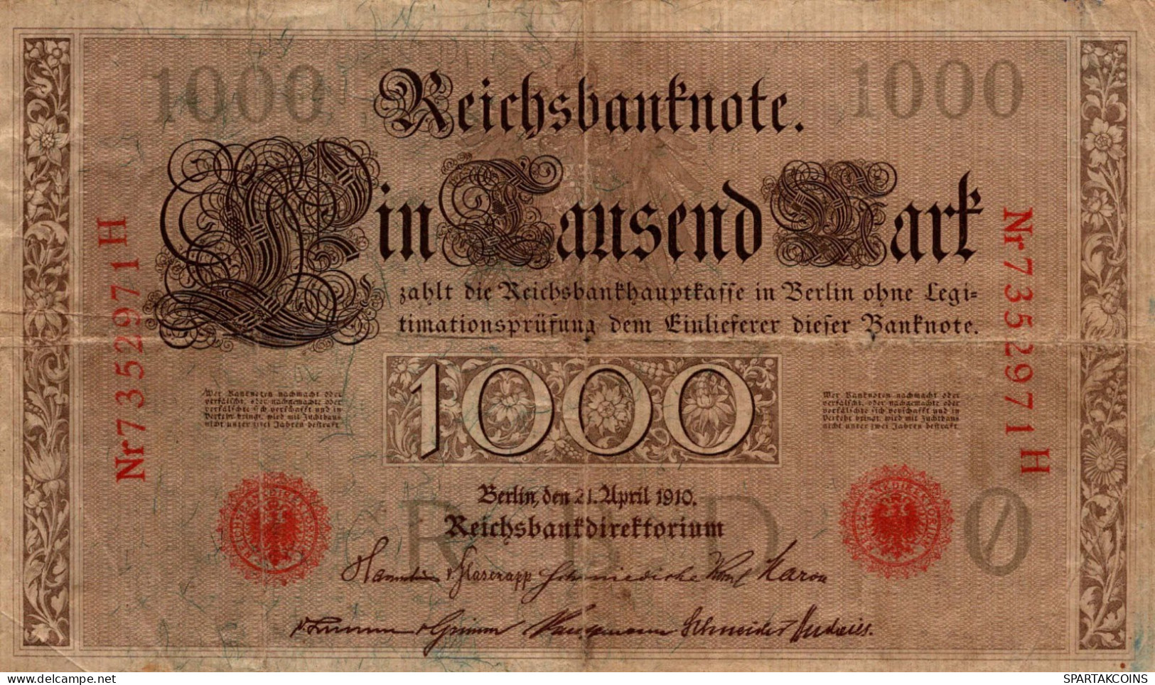 1000 MARK 1910 DEUTSCHLAND Papiergeld Banknote #PL278 - [11] Local Banknote Issues