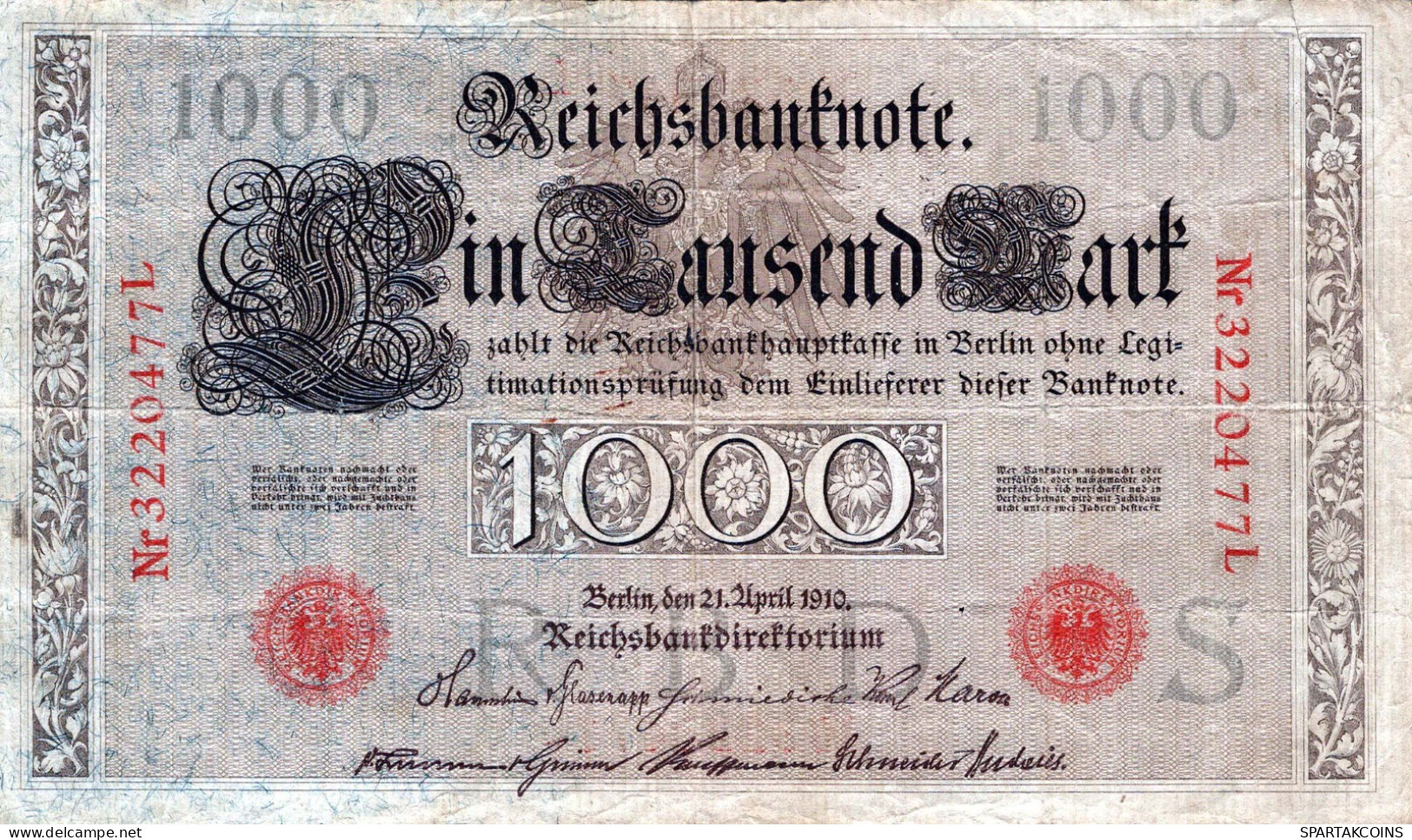 1000 MARK 1910 DEUTSCHLAND Papiergeld Banknote #PL273 - Lokale Ausgaben