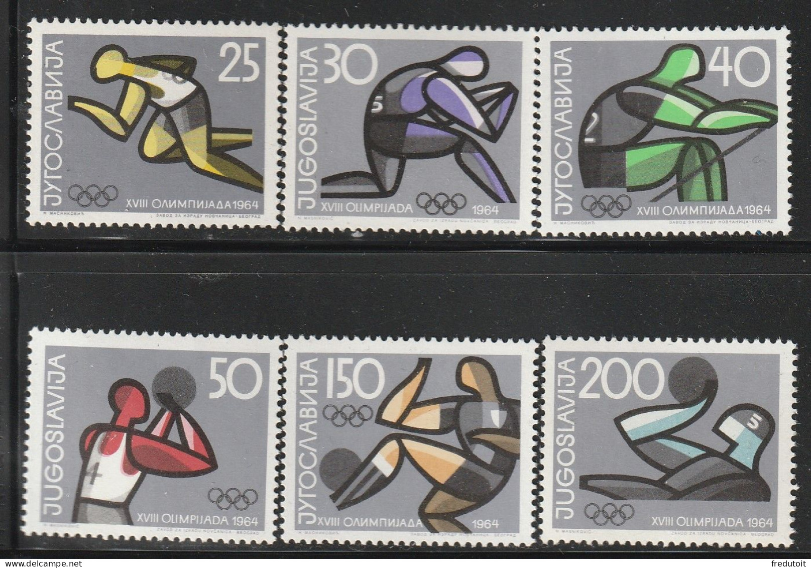 YOUGOSLAVIE- N°973/8 ** (1964) Jeux Olympiques De Tokyo - Unused Stamps