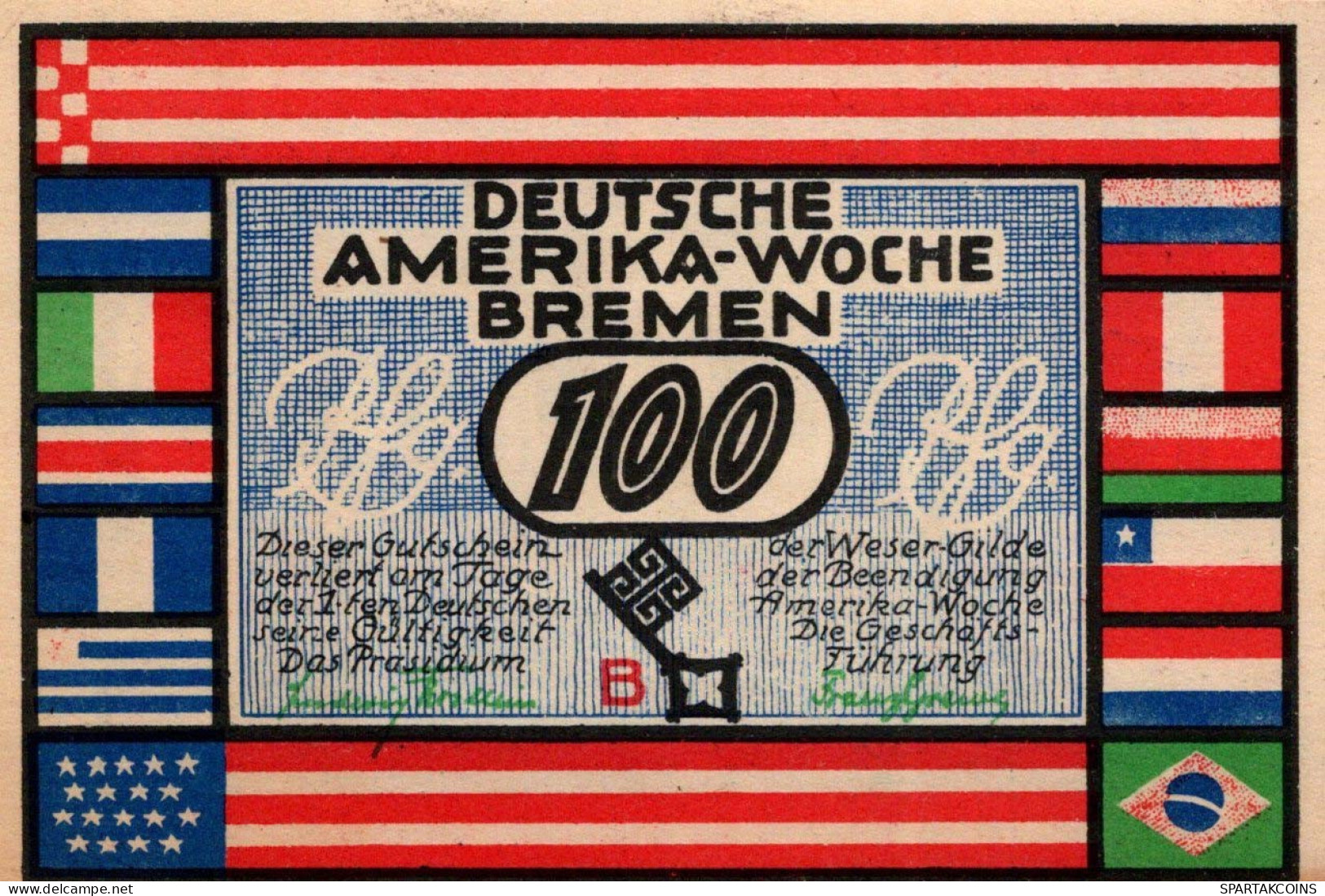 100 PFENNIG 1923 Stadt BREMEN Bremen DEUTSCHLAND Notgeld Banknote #PF730 - [11] Local Banknote Issues