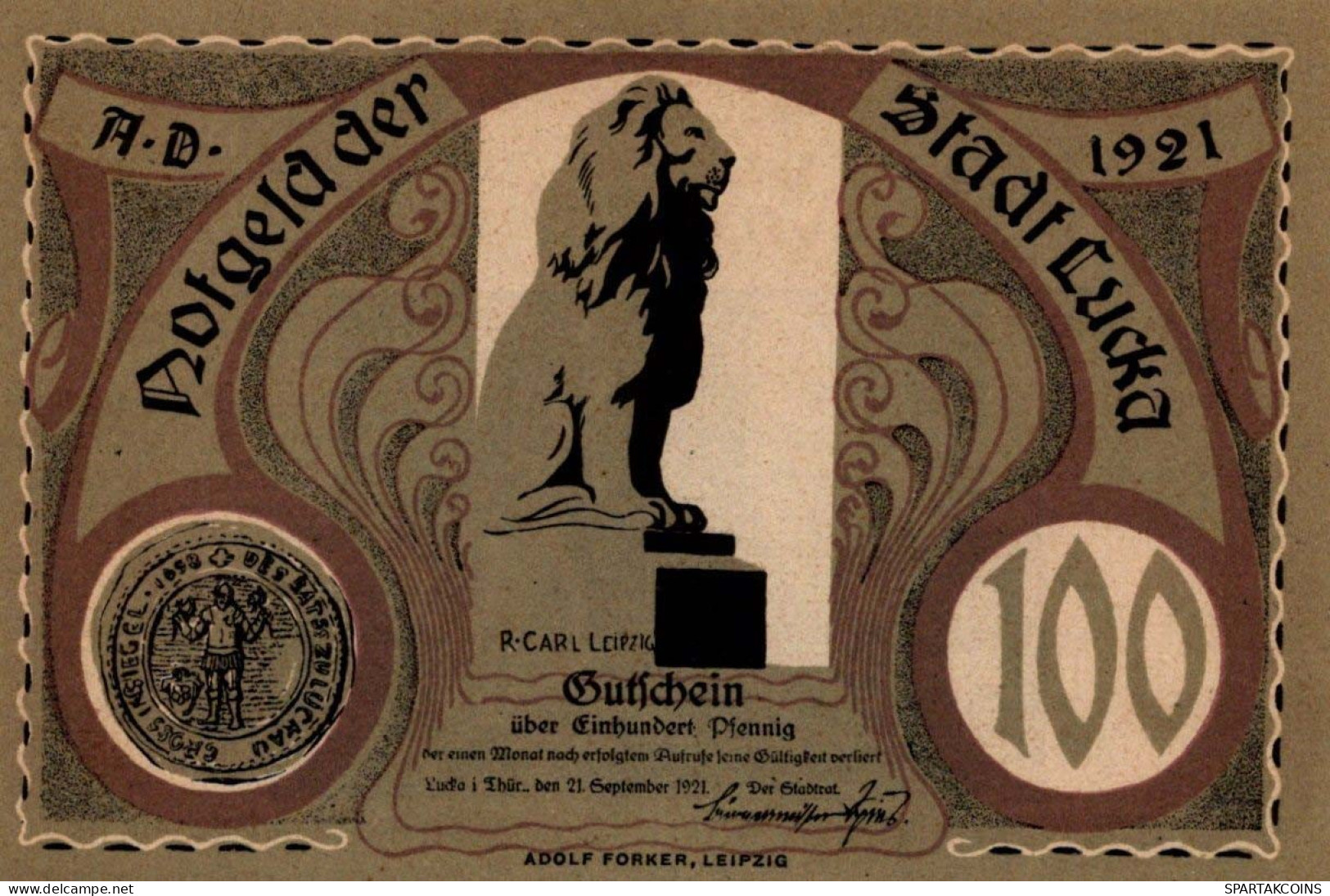 100 PFENNIG 1921 Stadt LUCKAU Brandenburg UNC DEUTSCHLAND Notgeld #PC493 - [11] Lokale Uitgaven
