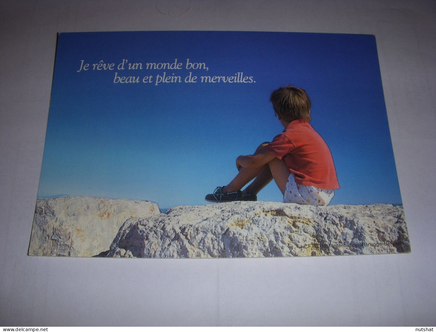 CP CARTE POSTALE MESSAGE ENFANT Sur MONTAGNE Je Rêve D'un Monde Bon... ECRITE - Szenen & Landschaften