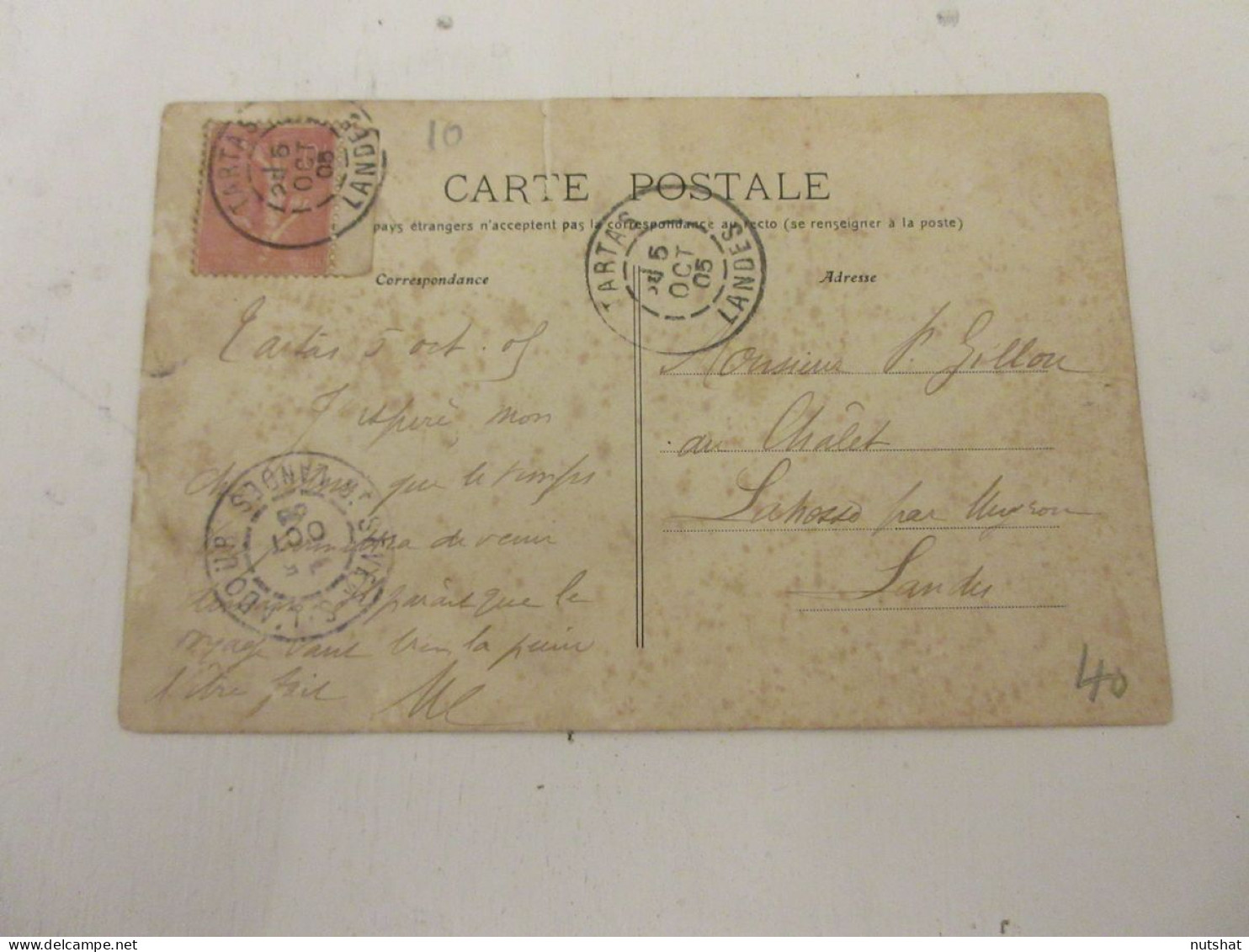 CP CARTE POSTALE LANDES AUDIGNON CHATEAU De CAPTAN - Ecrite En 1905              - Otros & Sin Clasificación