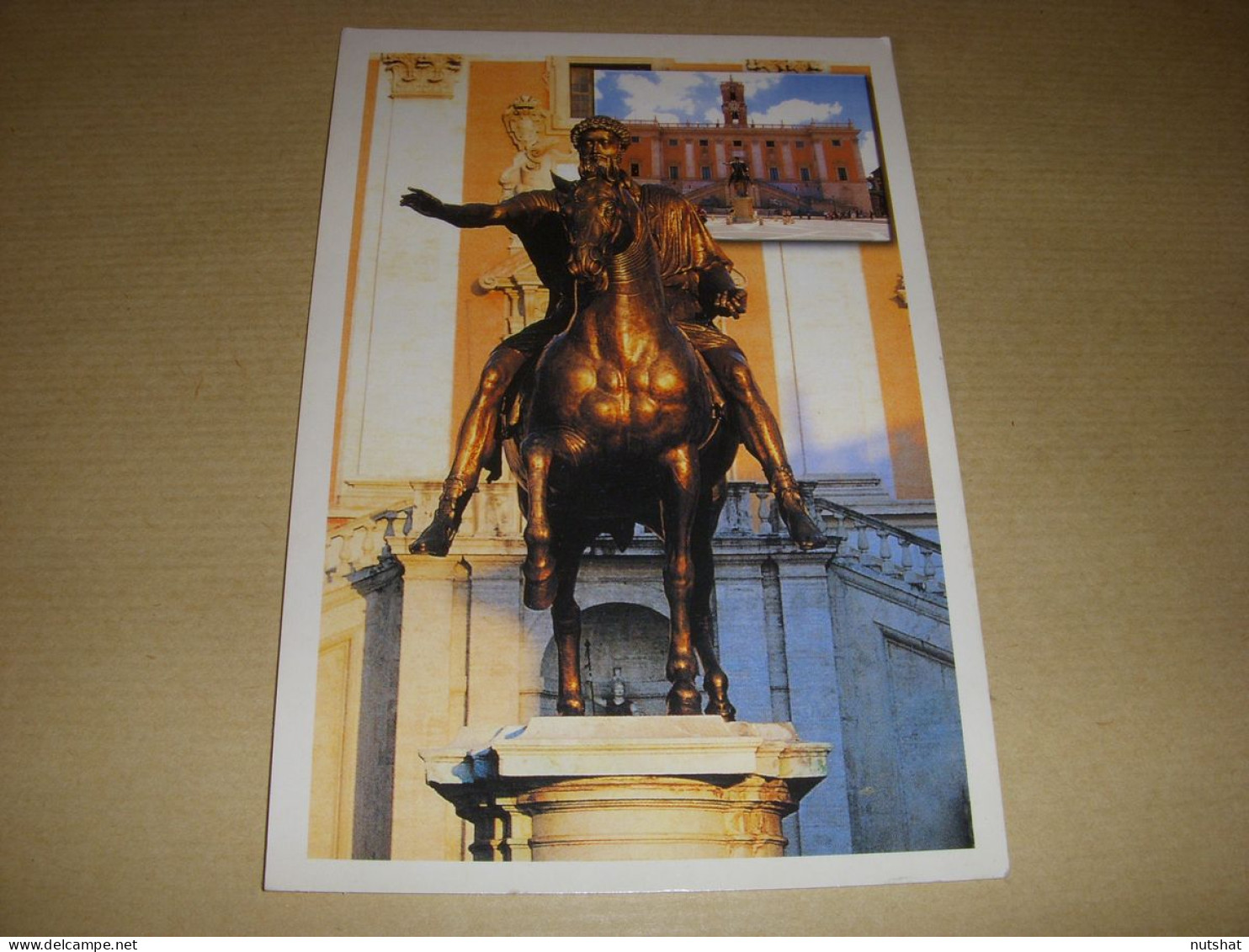 CP CARTE POSTALE ITALIE ROME STATUE De Marc AURELE - VIERGE - Autres Monuments, édifices