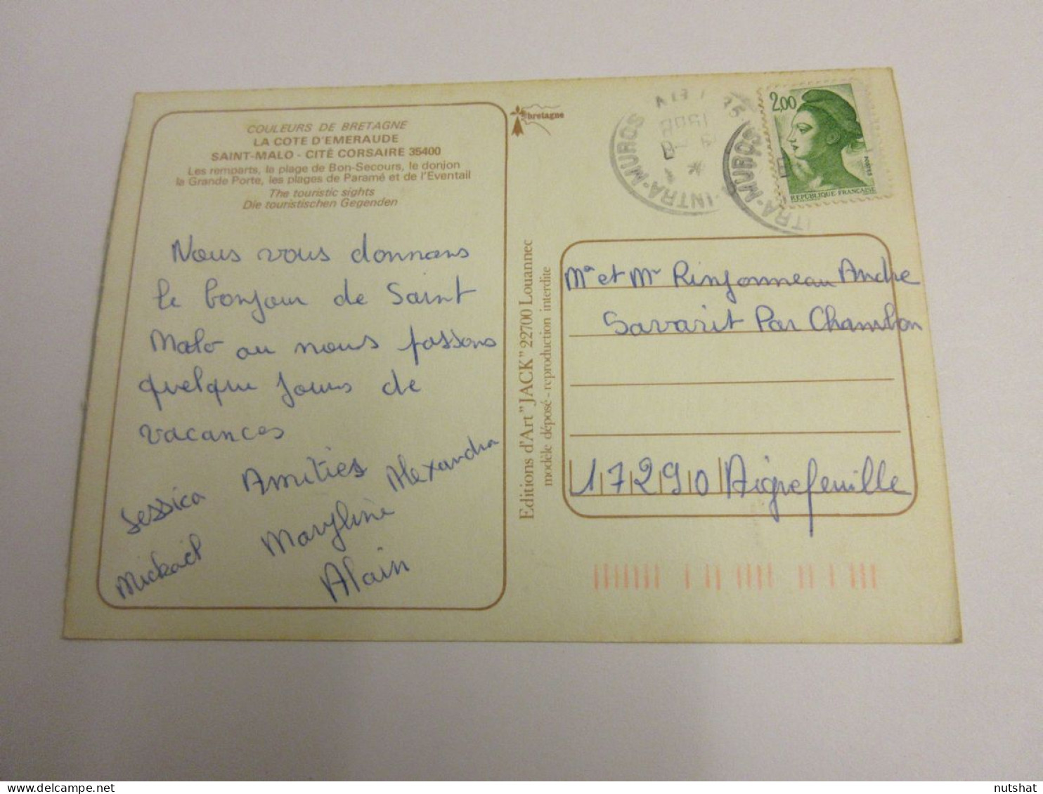 CP CARTE POSTALE ILLE Et VILAINE SAINT MALO VUES DIVERSES - Ecrite En 1988 - Saint Malo