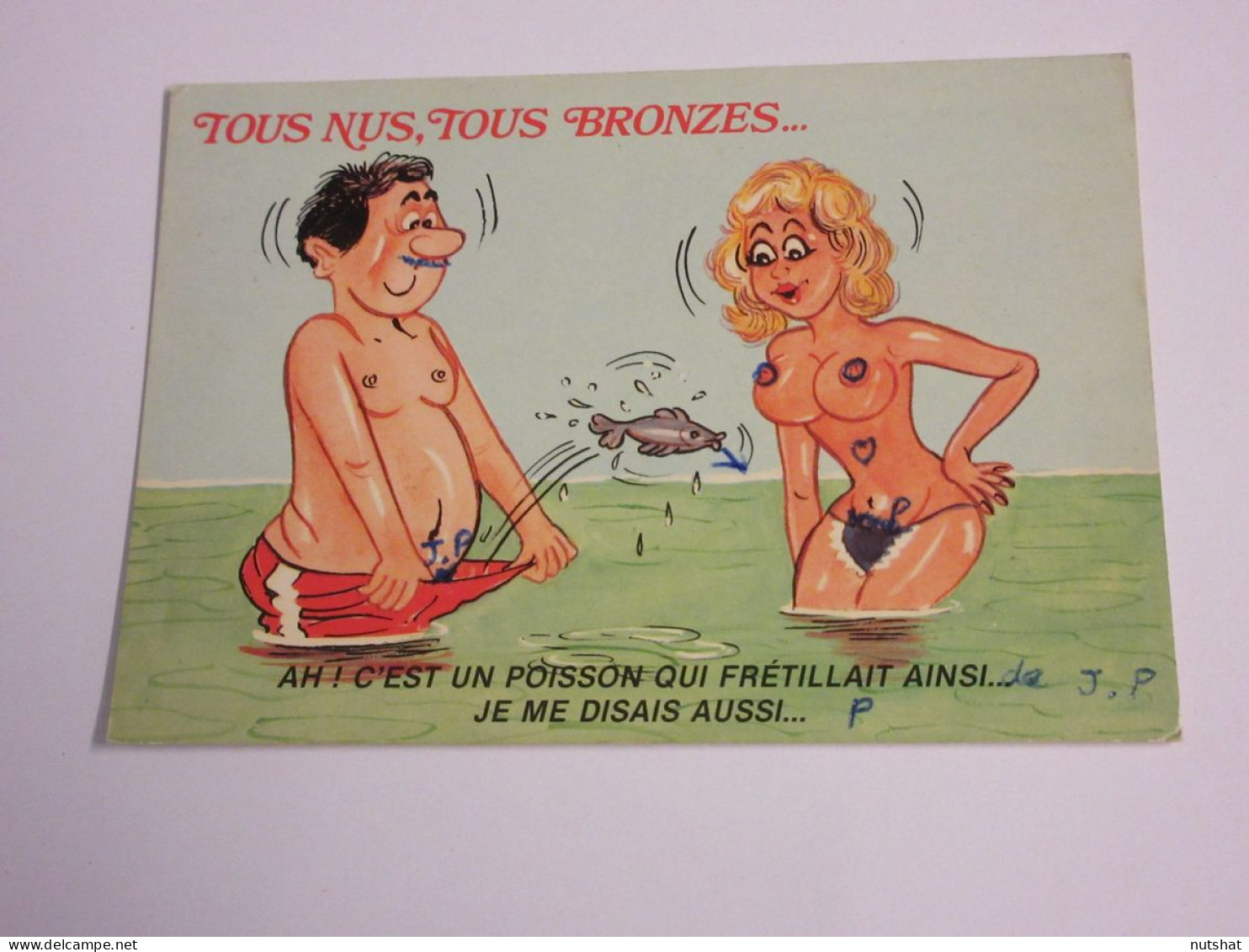 CP CARTE POSTALE HUMOUR TOUS NUS, TOUS BRONZES - Ecrite                          - Humour