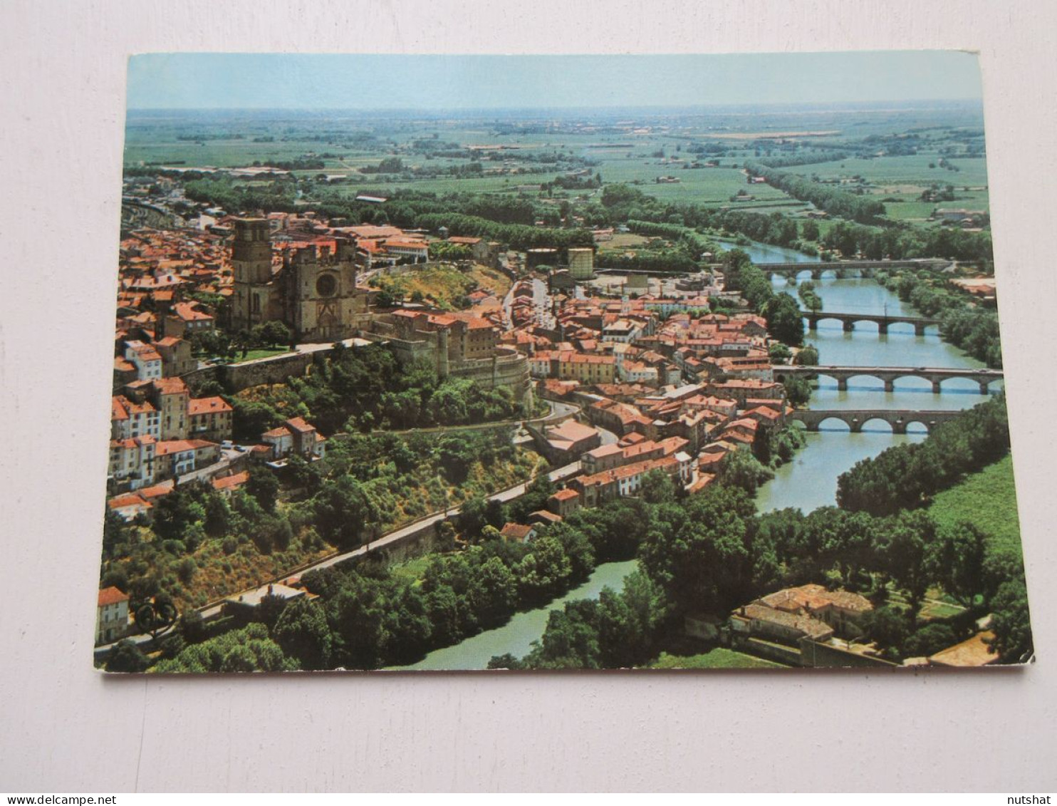 CP CARTE POSTALE HERAULT BEZIERS VUE AERIENNE CATHEDRALE St NAZAIRE ORB PONTS    - Beziers