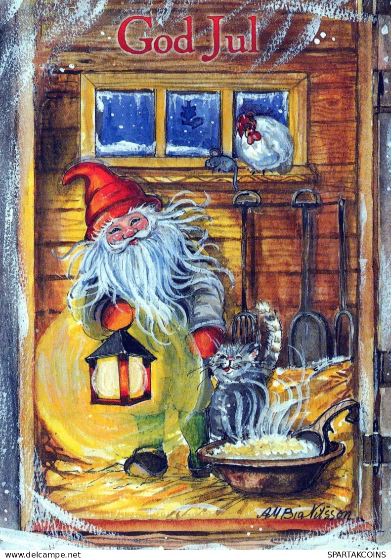 PAPÁ NOEL Feliz Año Navidad Vintage Tarjeta Postal CPSM #PAU477.ES - Santa Claus