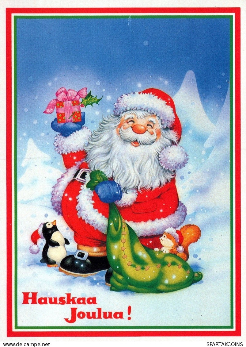 PAPÁ NOEL Animales NAVIDAD Fiesta Vintage Tarjeta Postal CPSM #PAK577.ES - Santa Claus