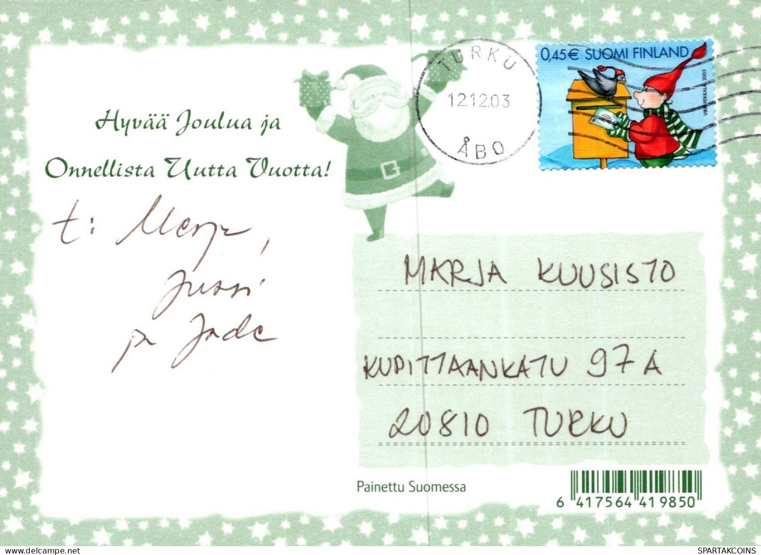 PAPÁ NOEL NIÑO NAVIDAD Fiesta Vintage Tarjeta Postal CPSM #PAK922.ES - Santa Claus