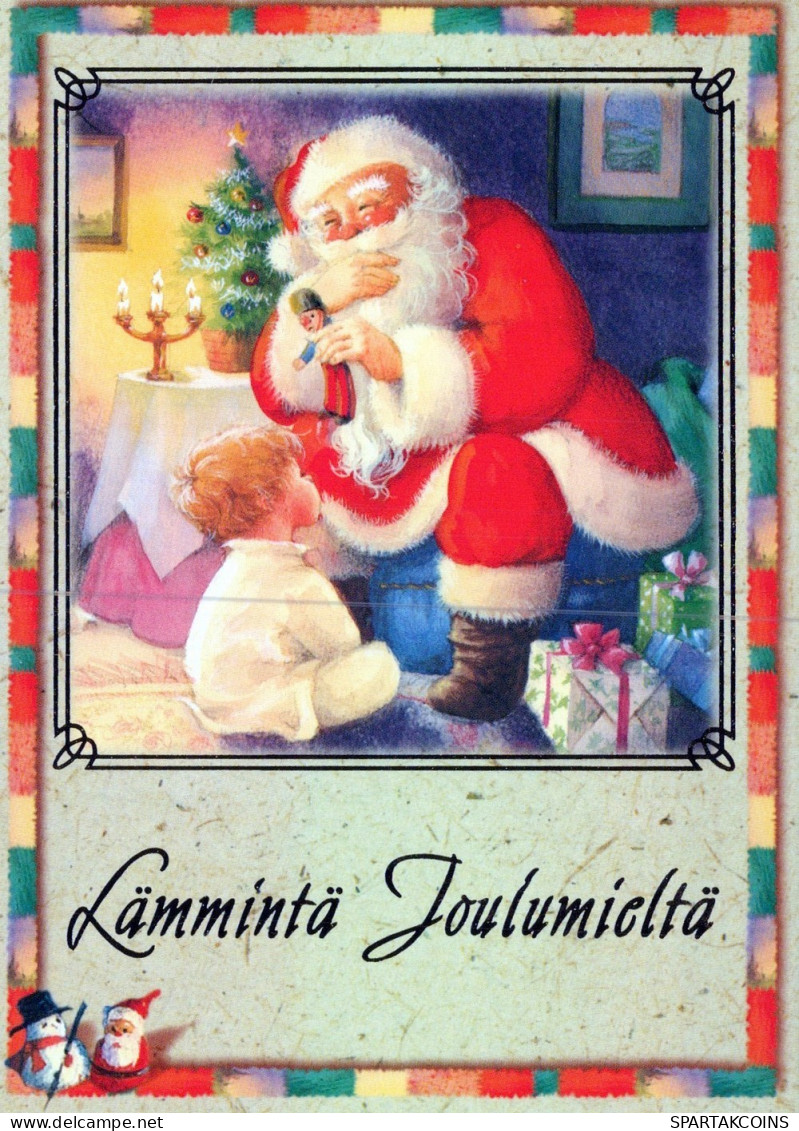 PAPÁ NOEL NIÑO NAVIDAD Fiesta Vintage Tarjeta Postal CPSM #PAK922.ES - Santa Claus