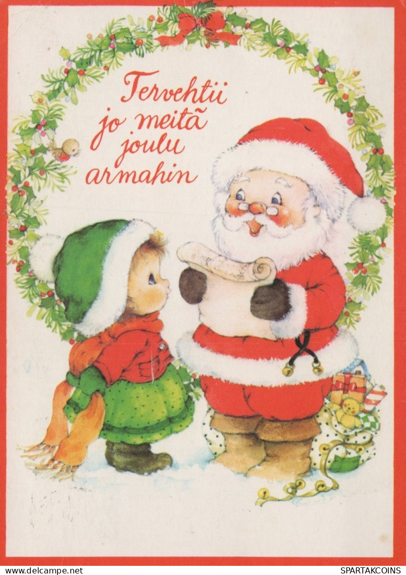 PAPÁ NOEL NIÑO NAVIDAD Fiesta Vintage Tarjeta Postal CPSM #PAK228.ES - Santa Claus