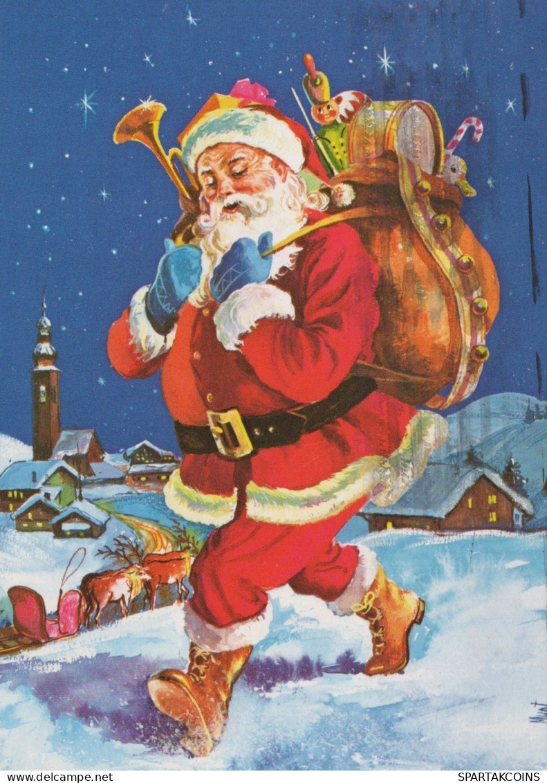 PAPÁ NOEL NAVIDAD Fiesta Vintage Tarjeta Postal CPSM #PAJ532.ES - Santa Claus