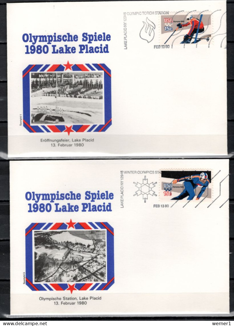 USA 1980 Olympic Games Lake Placid 8 Commemorative Covers Winners - Inverno1980: Lake Placid