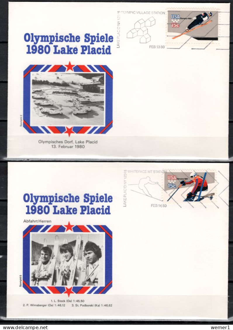 USA 1980 Olympic Games Lake Placid 8 Commemorative Covers Winners - Inverno1980: Lake Placid